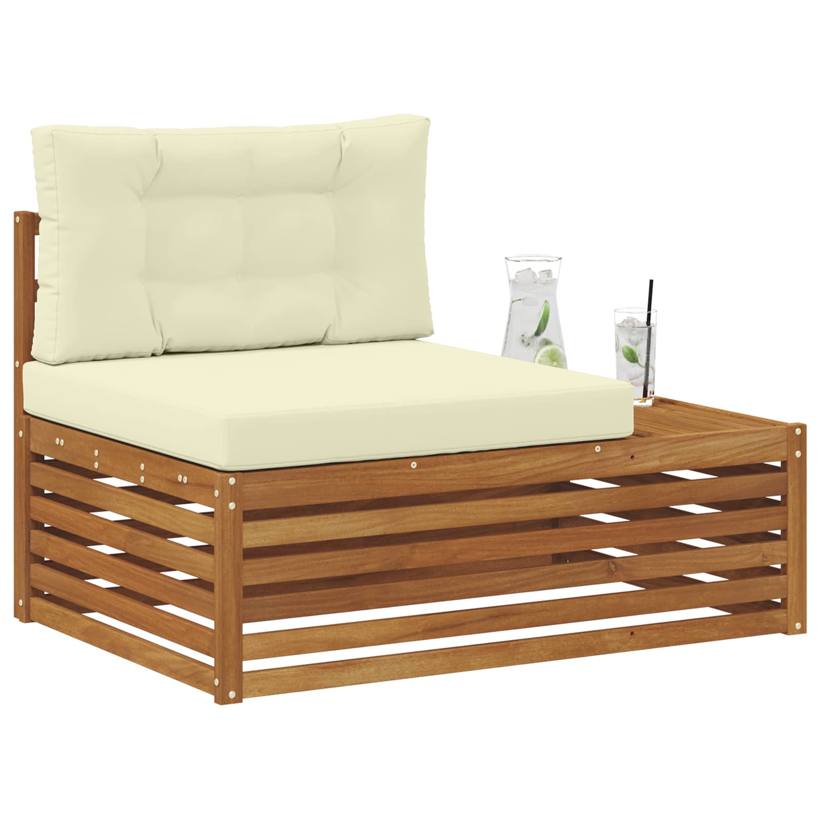 Canapea de exterior cu braț final natural 115 x 83 x 73 cm GartenMobel Dekor