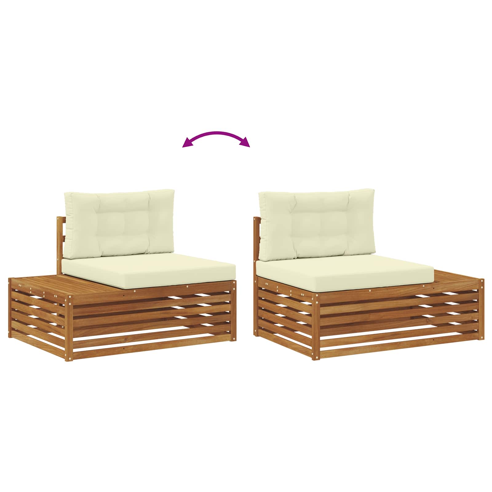 Canapea de exterior cu braț final natural 115 x 83 x 73 cm GartenMobel Dekor