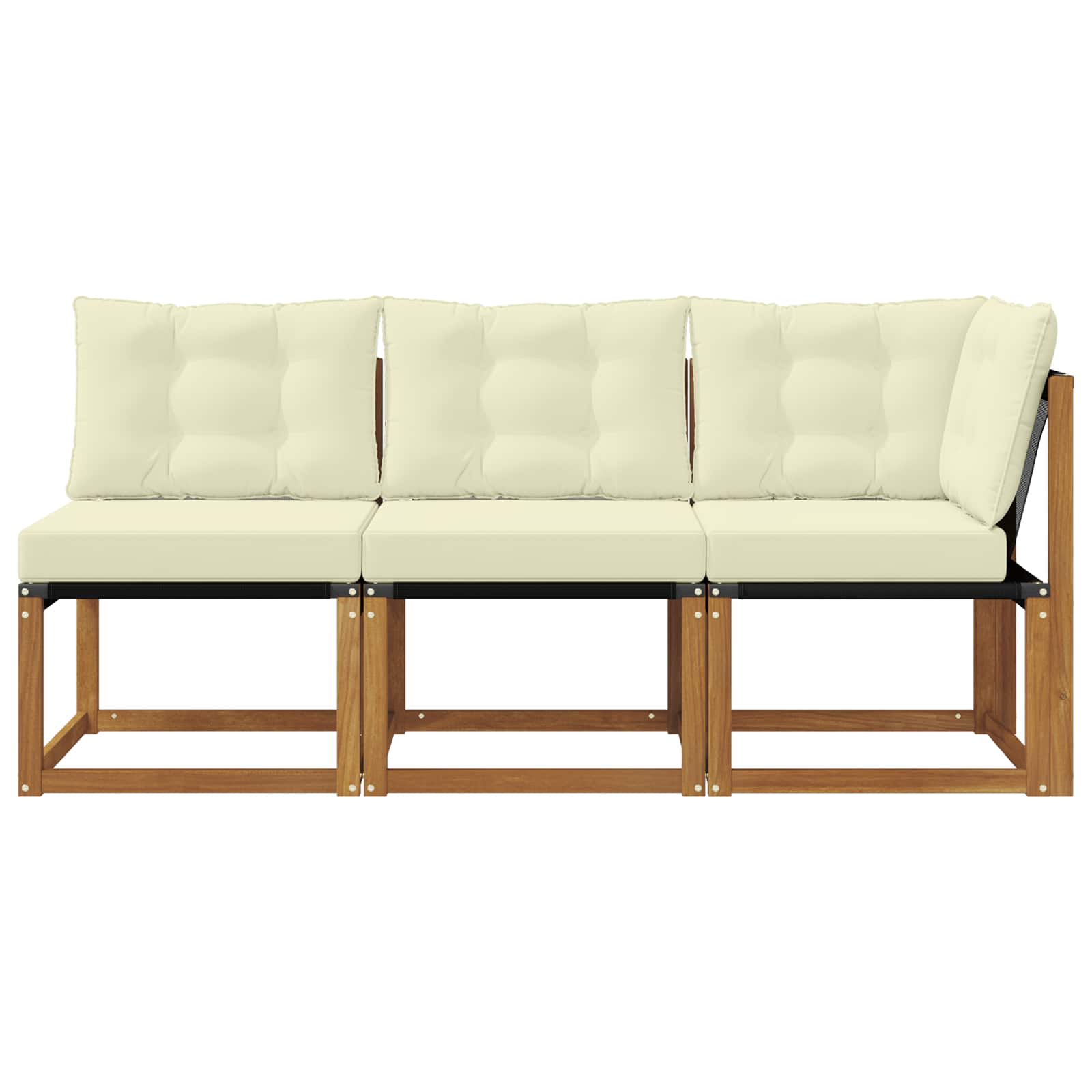 Canapea de exterior din mijloc și colț 3 Bucată natural GartenMobel Dekor