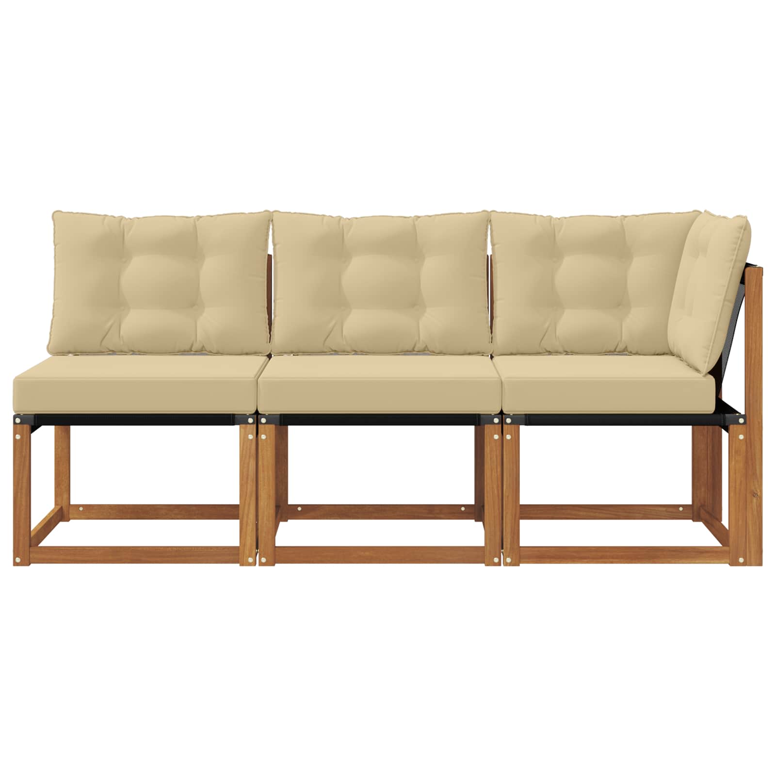 Canapea de exterior din mijloc și colț 3 Bucată natural GartenMobel Dekor