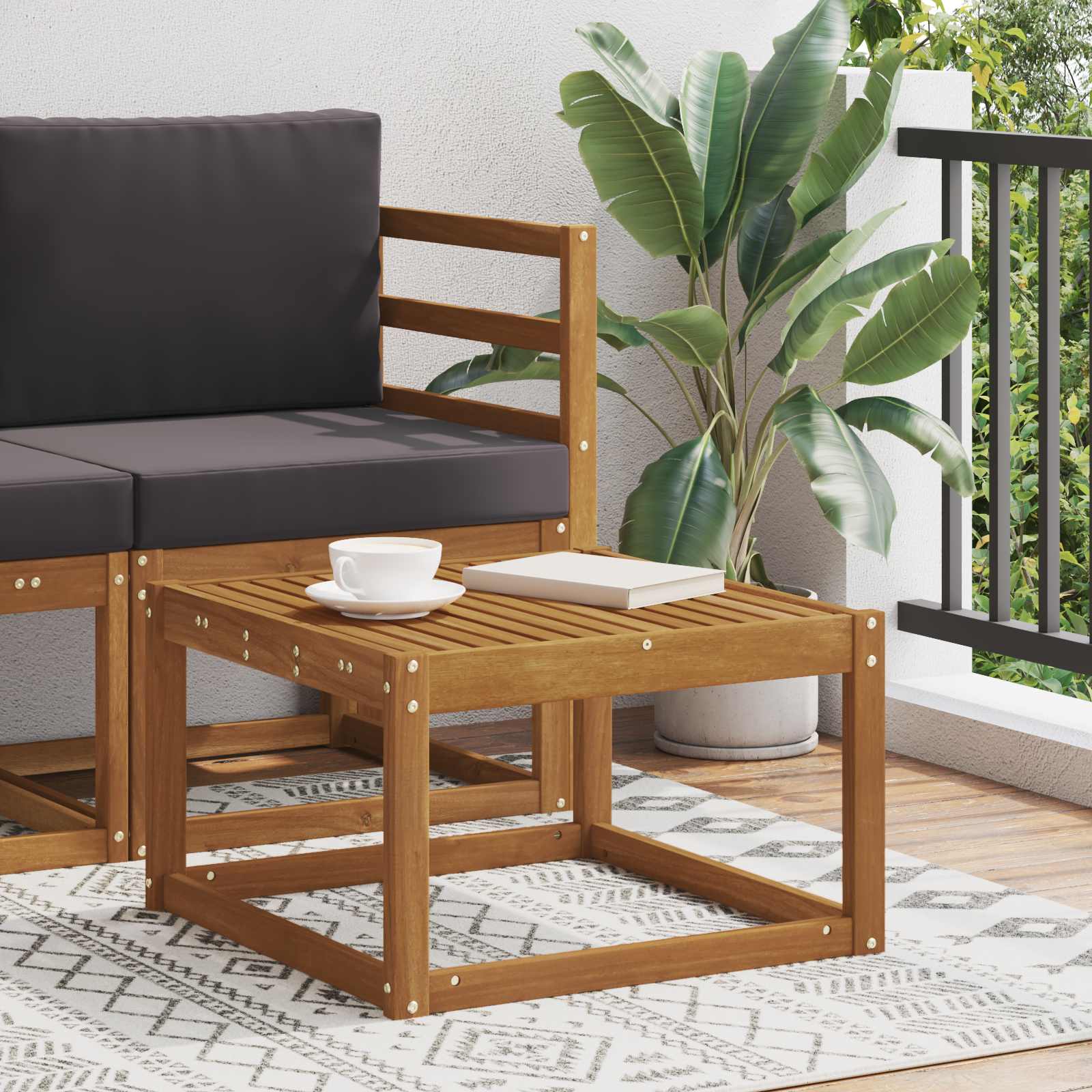 Masă de exterior Lemn Solid de Acacia natural 59 x 59 x 37 cm GartenMobel Dekor