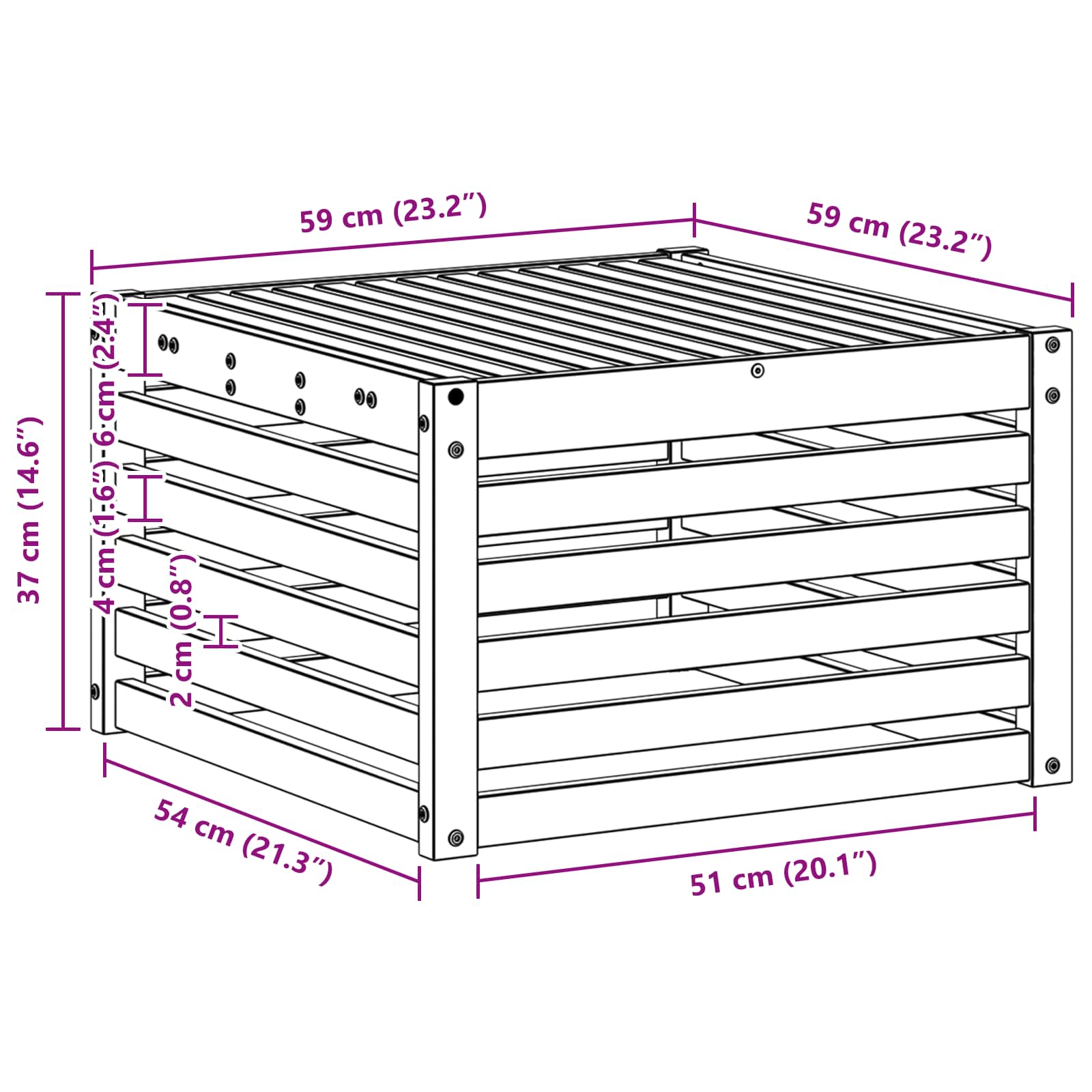 Masă de exterior Lemn Solid de Acacia natural 59 x 59 x 37 cm GartenMobel Dekor
