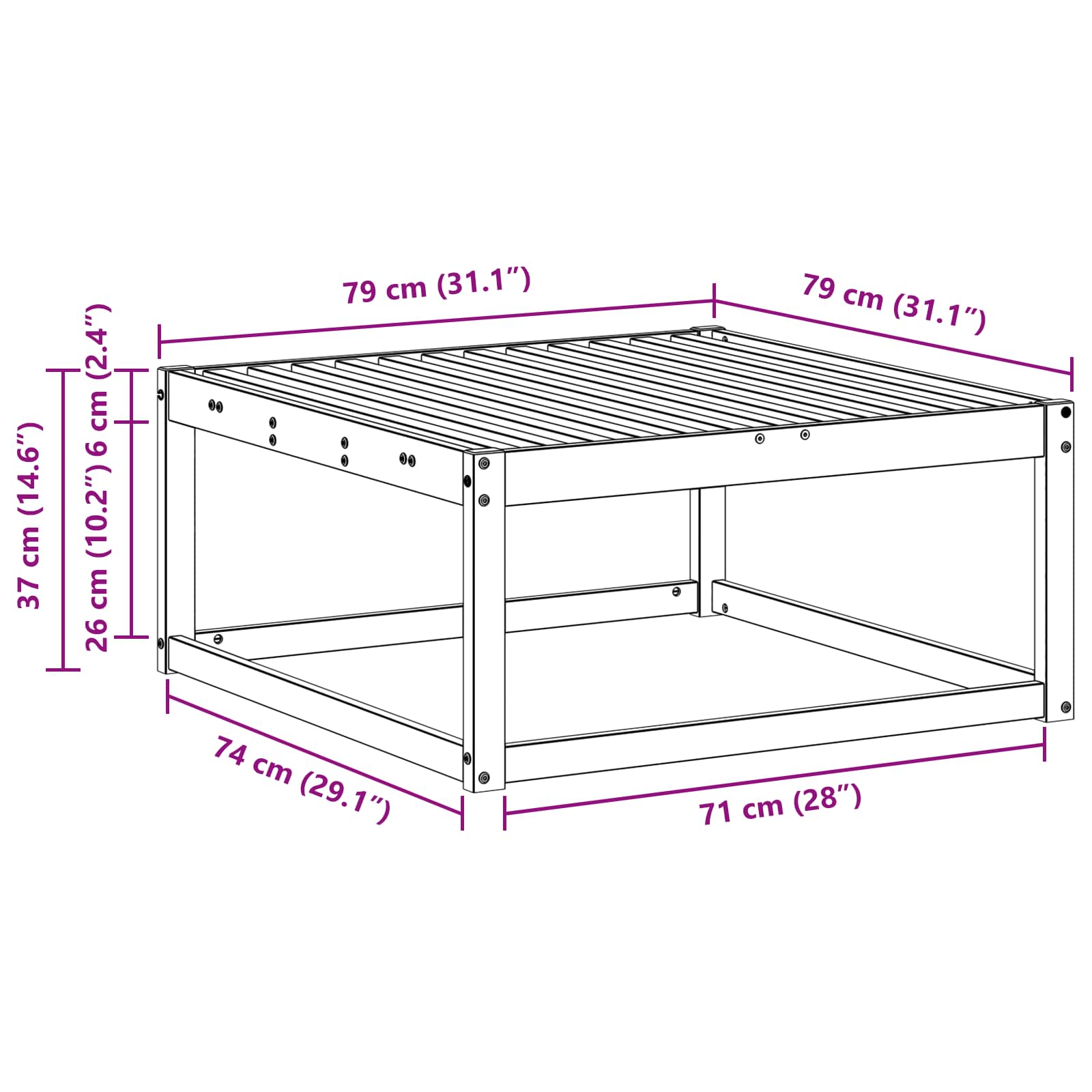 Taburet pentru exterior Lemn Solid de Acacia natural GartenMobel Dekor