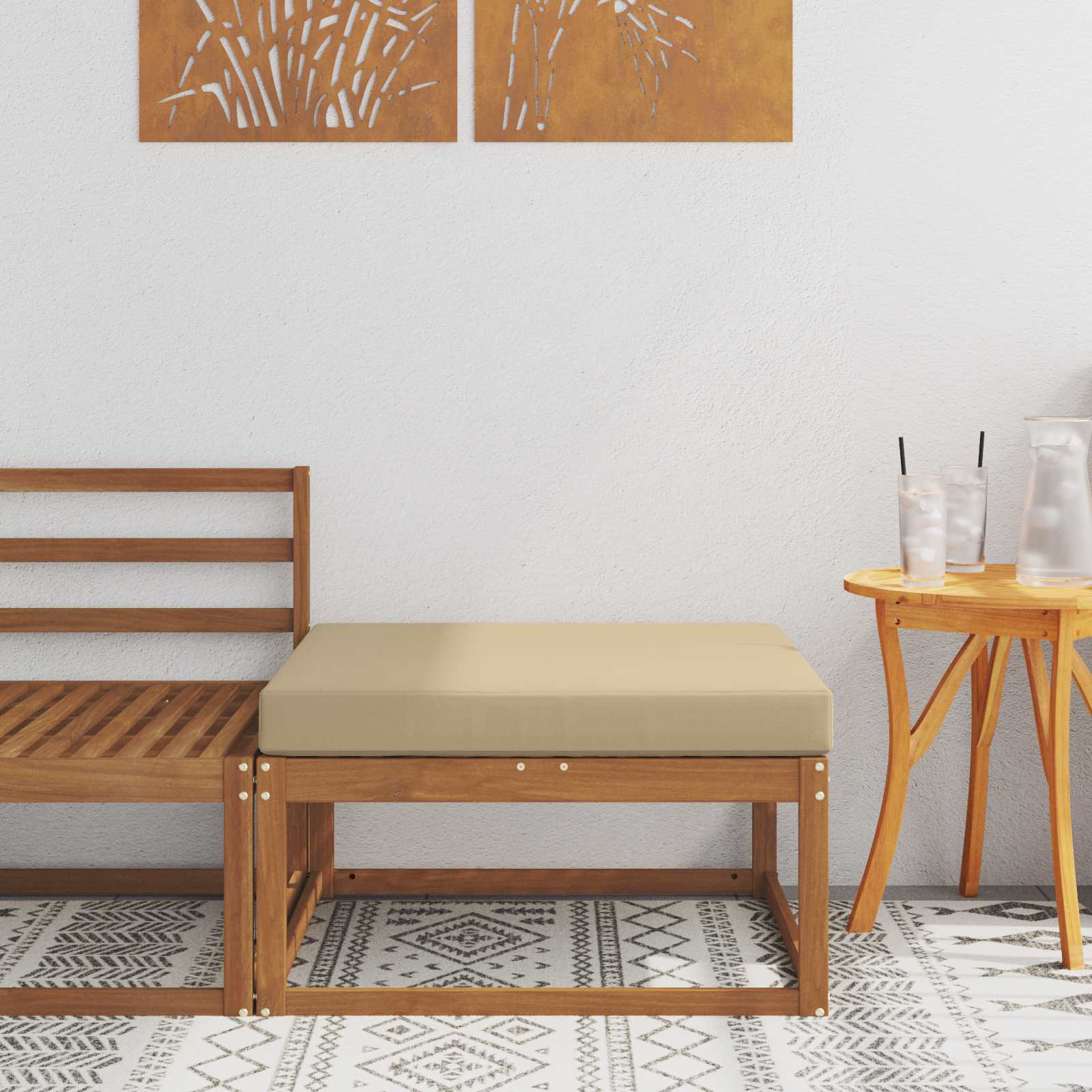 Taburet pentru exterior Lemn Solid de Acacia natural GartenMobel Dekor