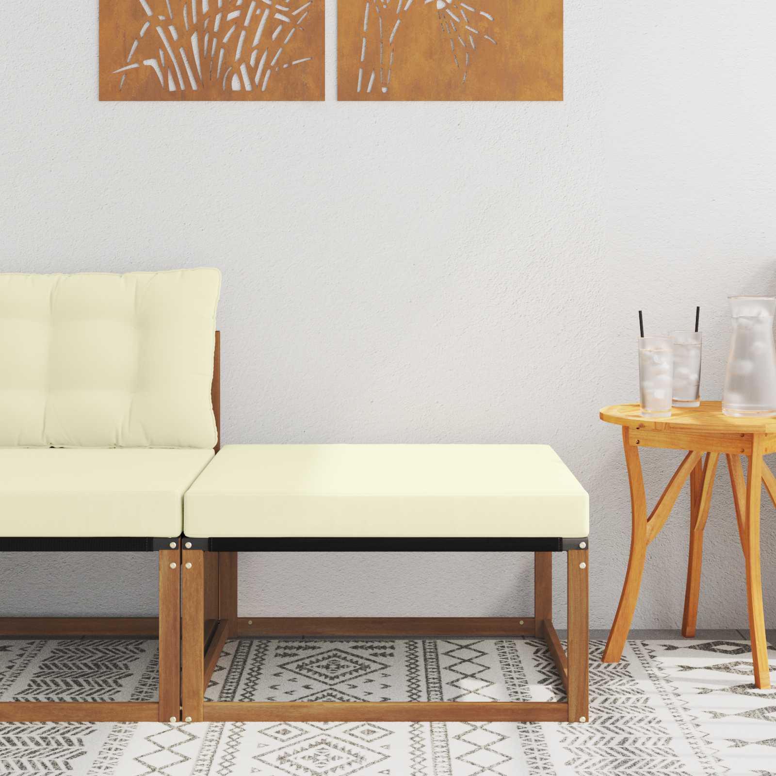 Taburet pentru exterior Lemn Solid de Acacia natural GartenMobel Dekor