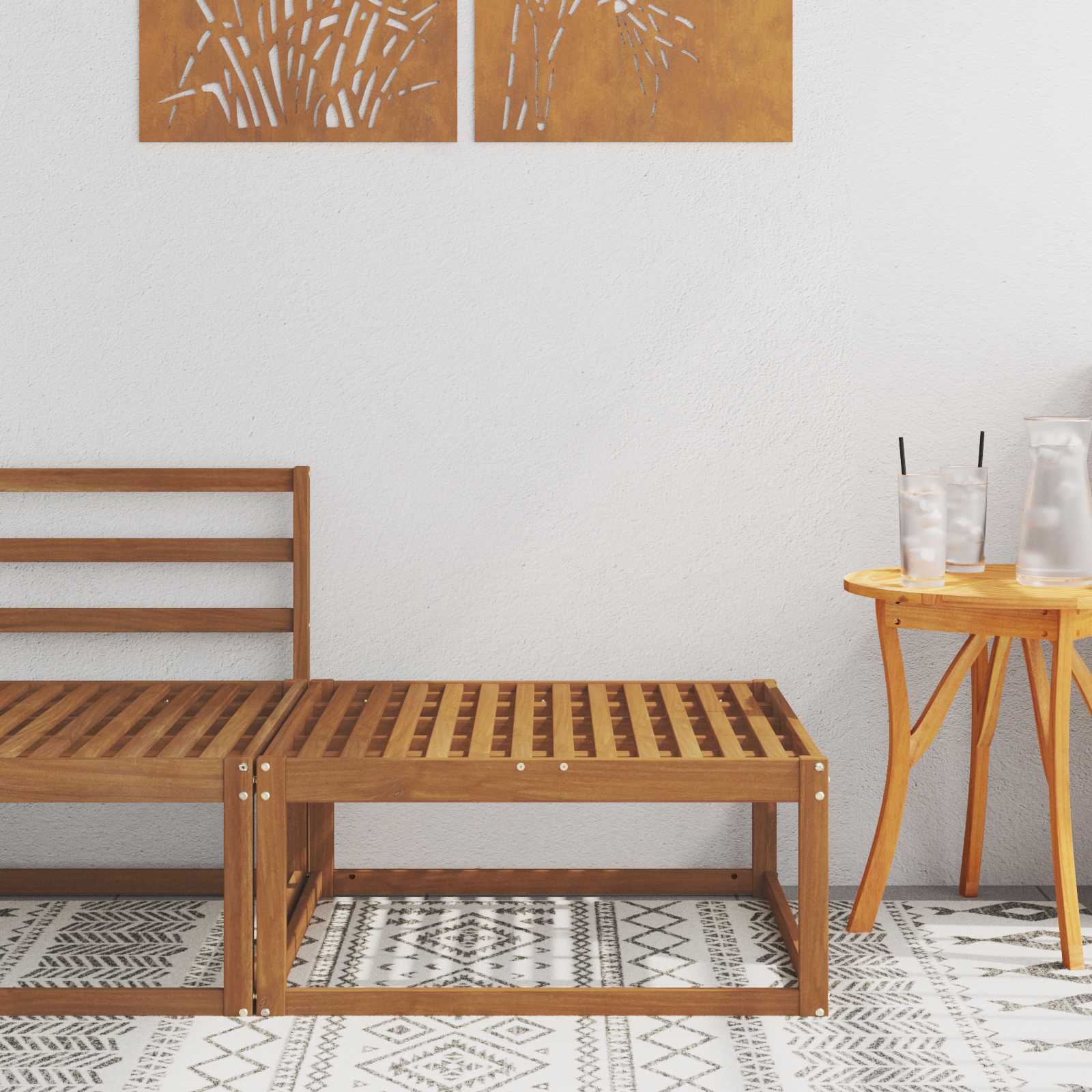 Taburet pentru exterior Lemn Solid de Acacia natural GartenMobel Dekor