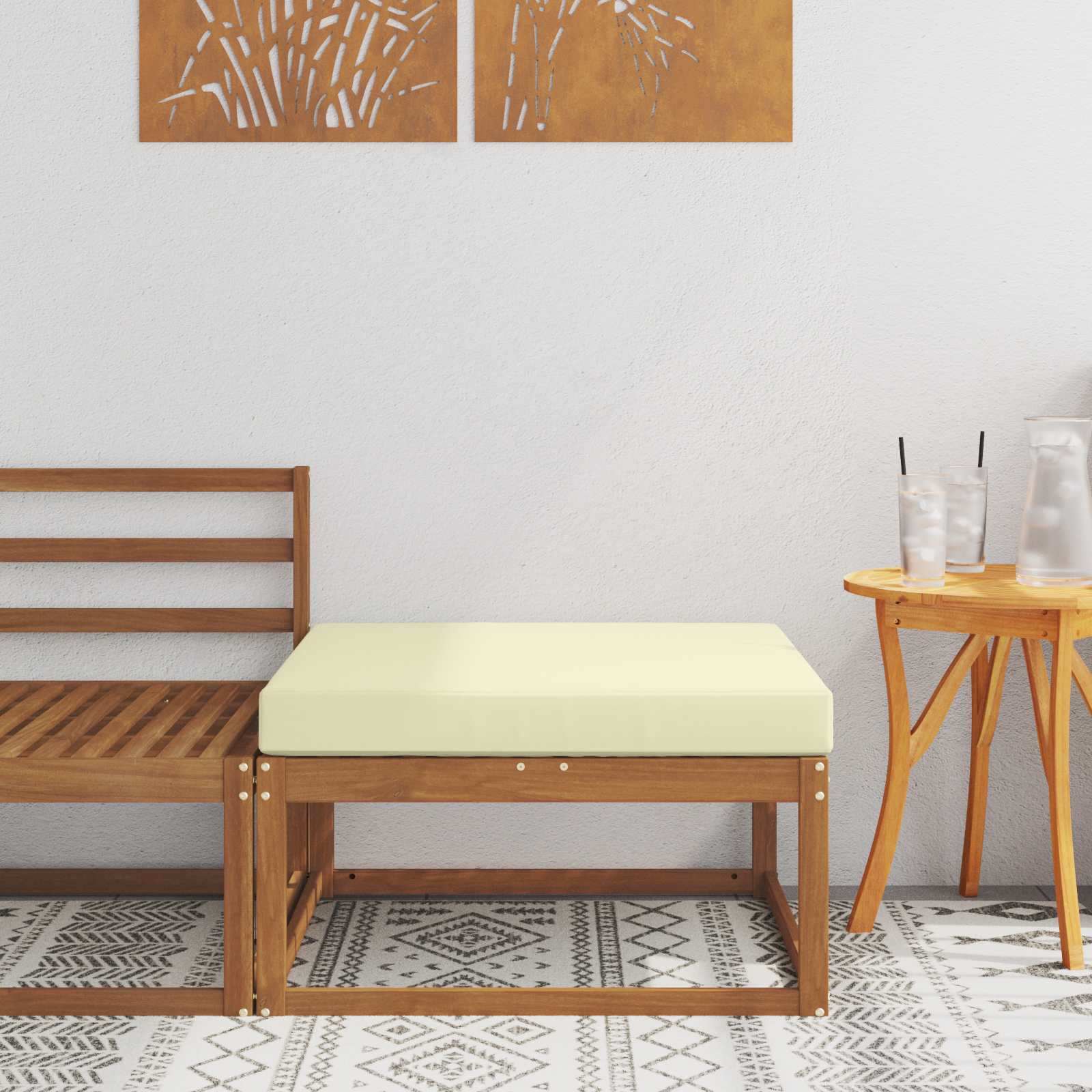 Taburet pentru exterior Lemn Solid de Acacia natural GartenMobel Dekor