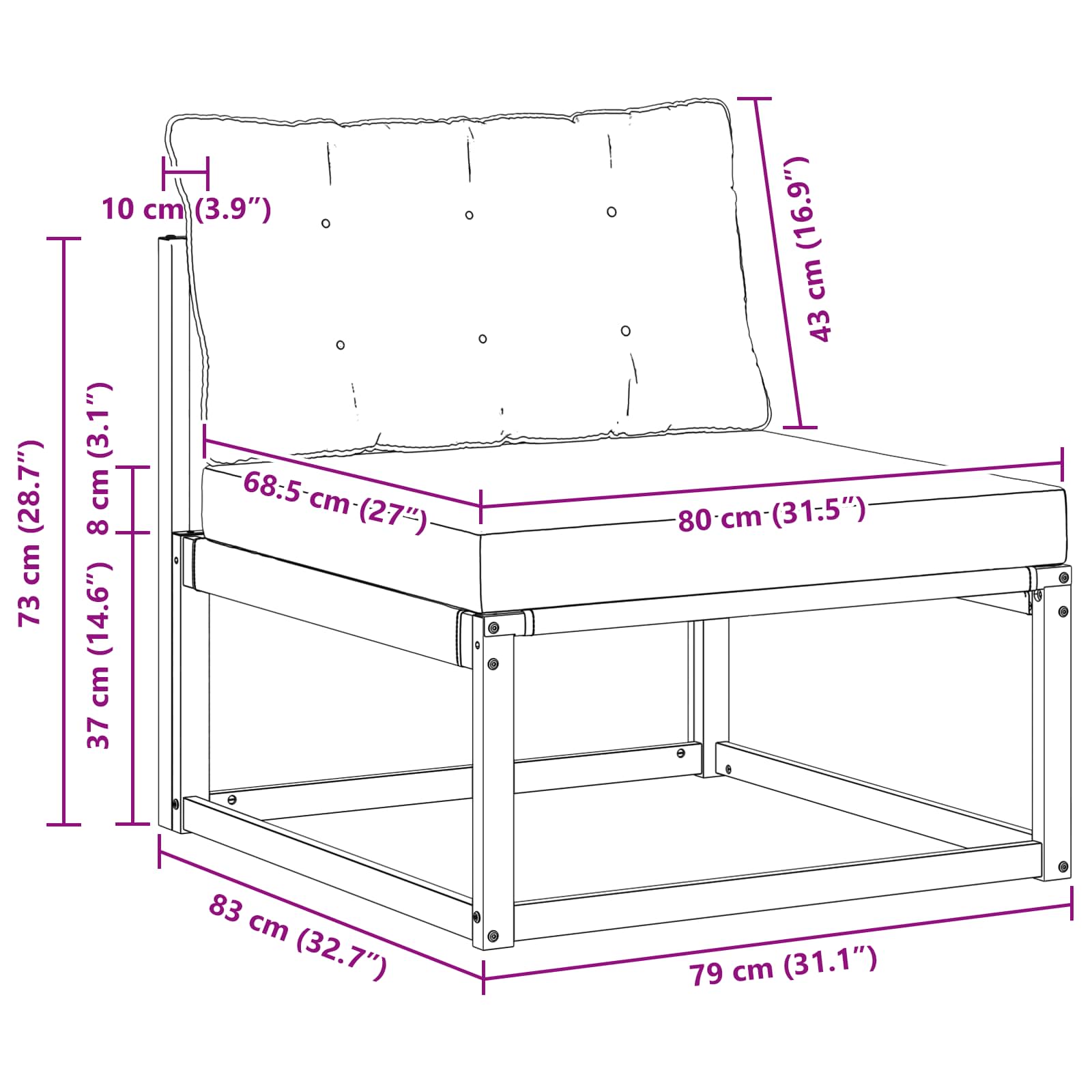 Canapea Medie pentru Exterior Lemn Solid de Acacia natural GartenMobel Dekor
