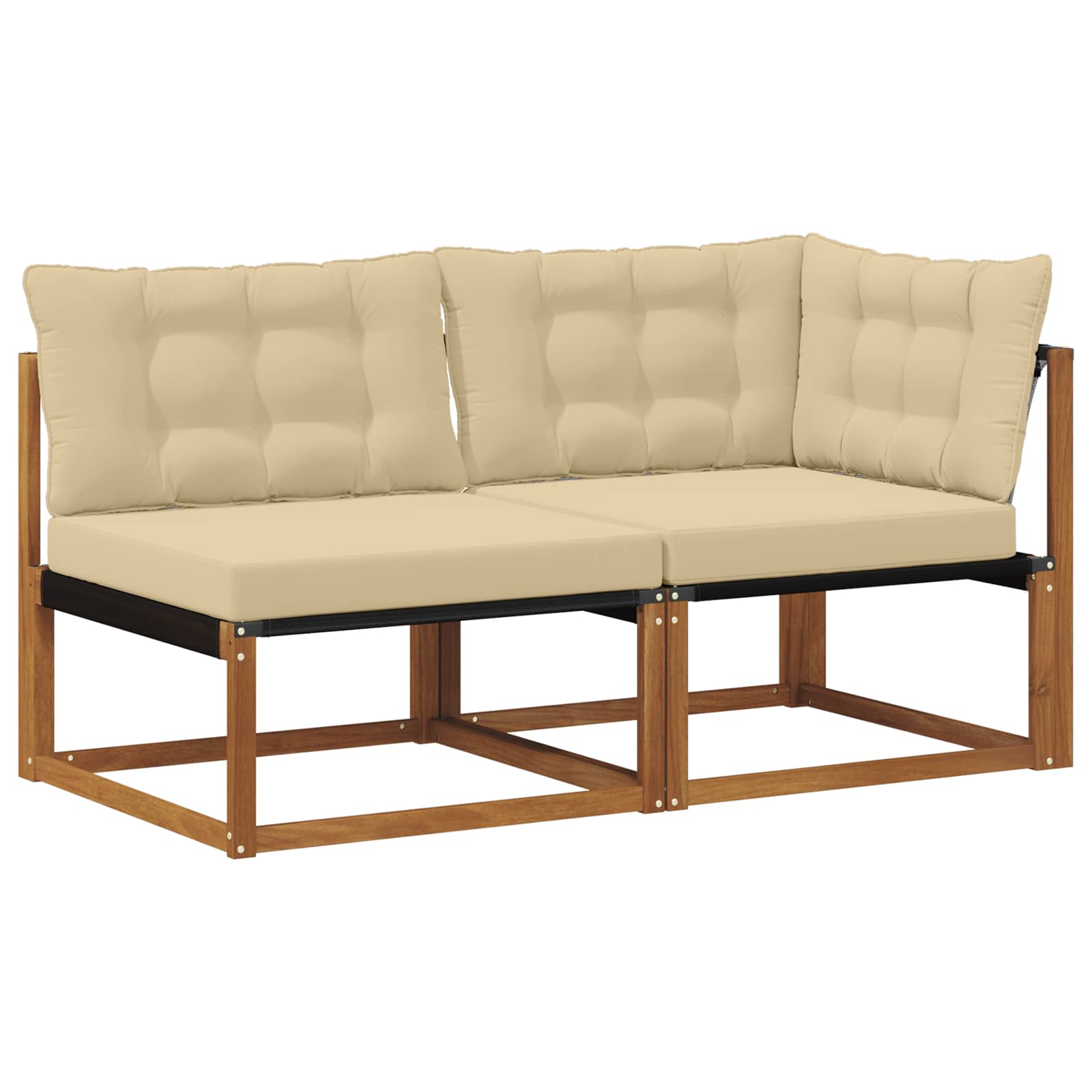 Canapea de exterior din mijloc și colț 7 Bucată natural GartenMobel Dekor