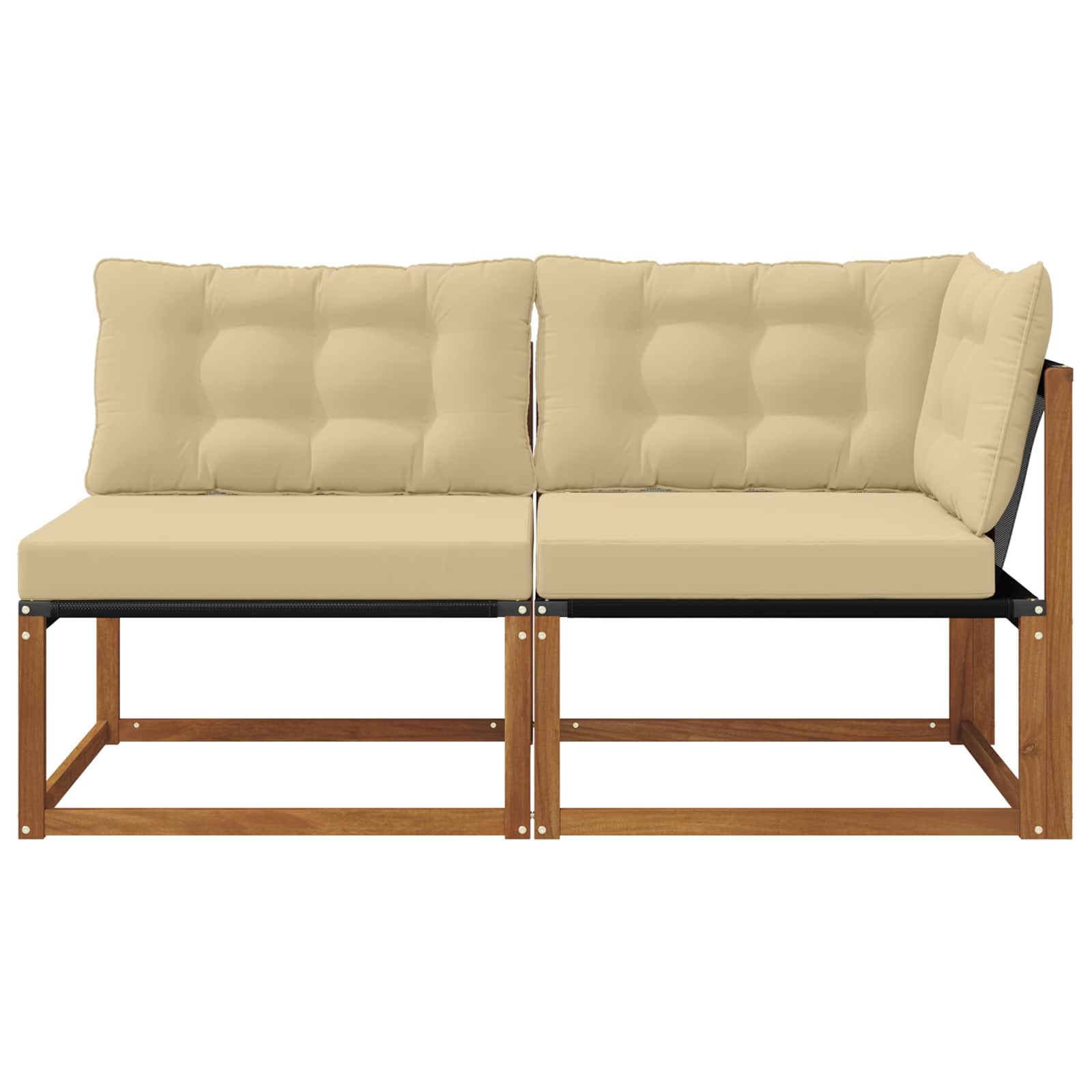 Canapea de exterior din mijloc și colț 7 Bucată natural GartenMobel Dekor