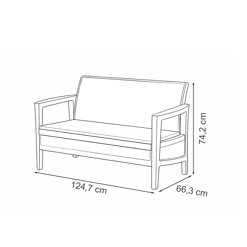 Curver Atlas linea set de mobilier de grădină din plastic cu pernă grafit-gri