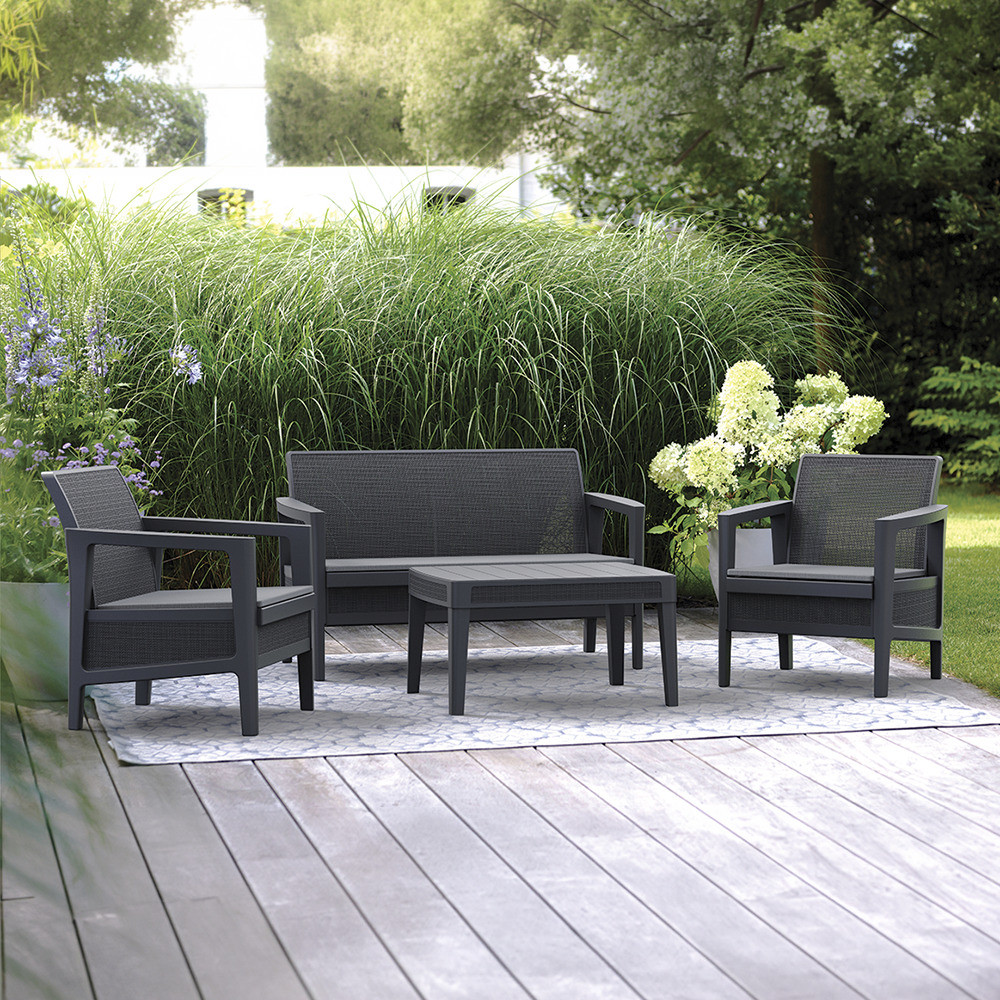 Curver Atlas linea set de mobilier de grădină din plastic cu pernă grafit-gri