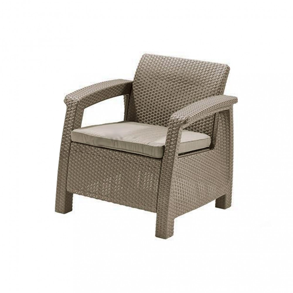 Curver Set mobilier de grădină Corfu max set, culoare cappuccino, cu pernă nisip