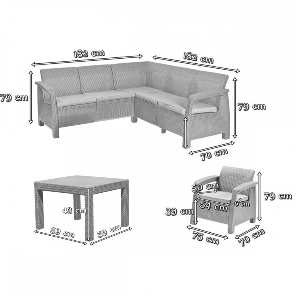 Curver Set mobilier de grădină Corfu relax duo maro