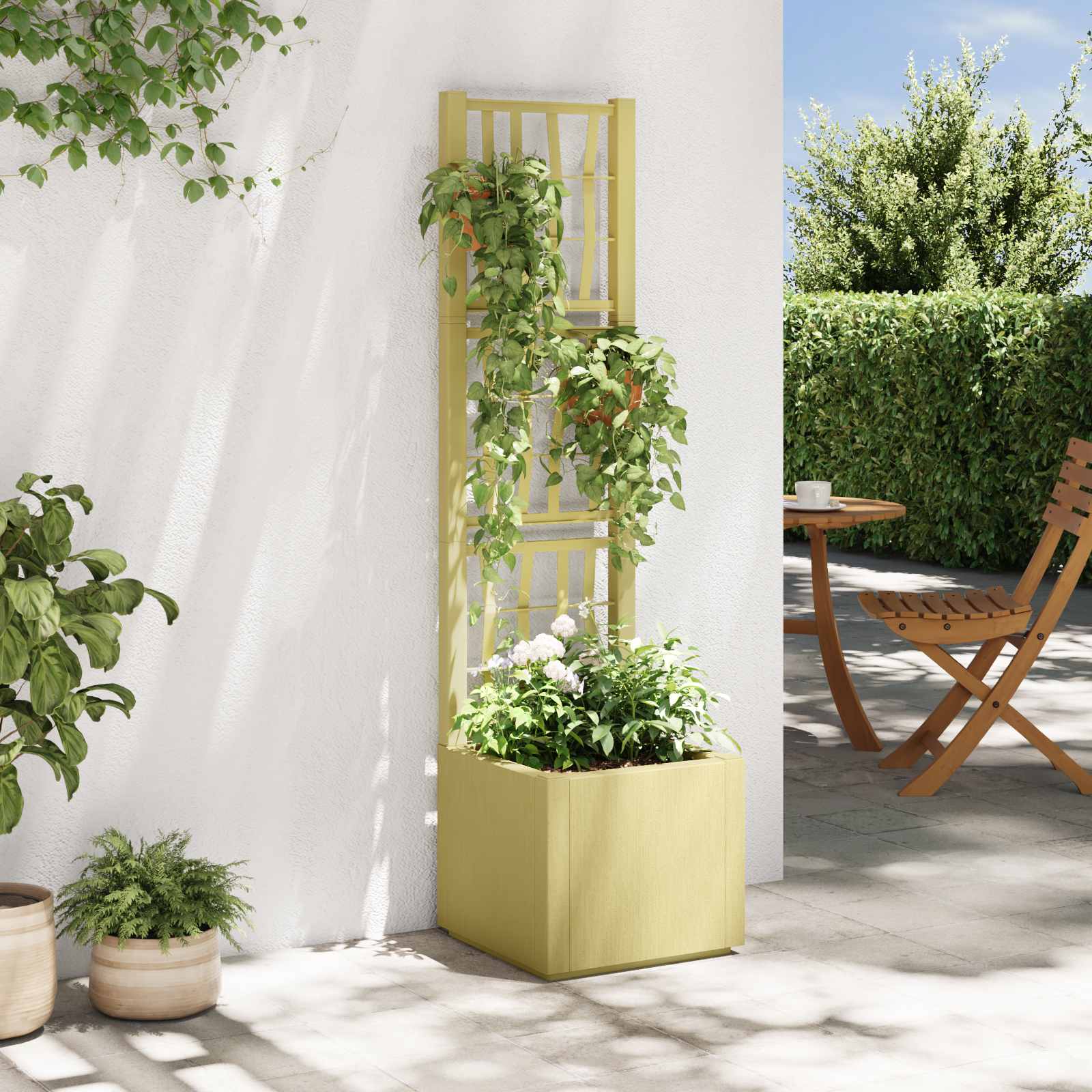 Ghiveci de grădină cu trellis Verde 36 x 36 x 140 cm PP GartenMobel Dekor