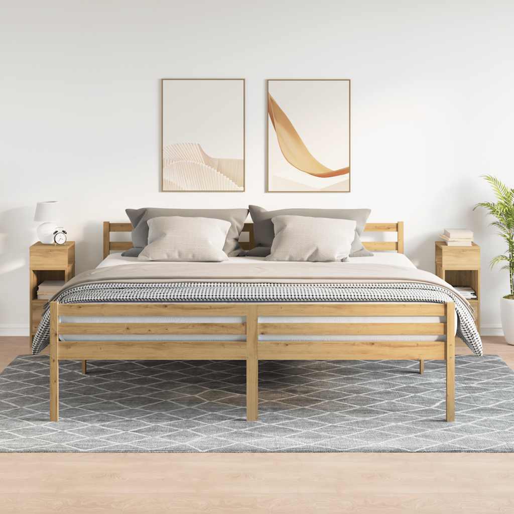 Noptiere, 2 buc., cu sertar, stejar artizanal, 25x31x66 cm GartenMobel Dekor