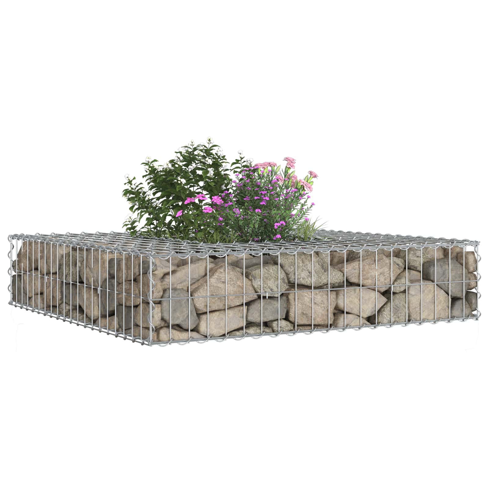 Pat ridicat din gabion Argintiu 100 x 100 x 20 cm GartenMobel Dekor
