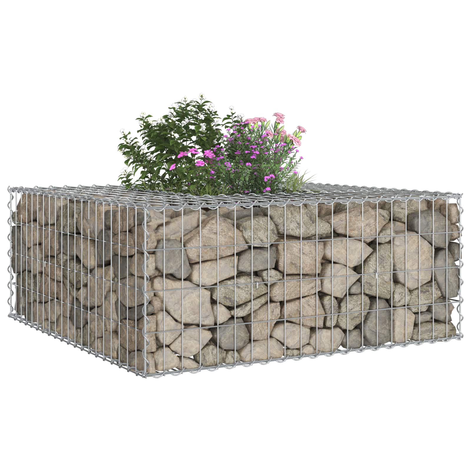 Pat ridicat din gabion Argintiu 100 x 100 x 40 cm GartenMobel Dekor