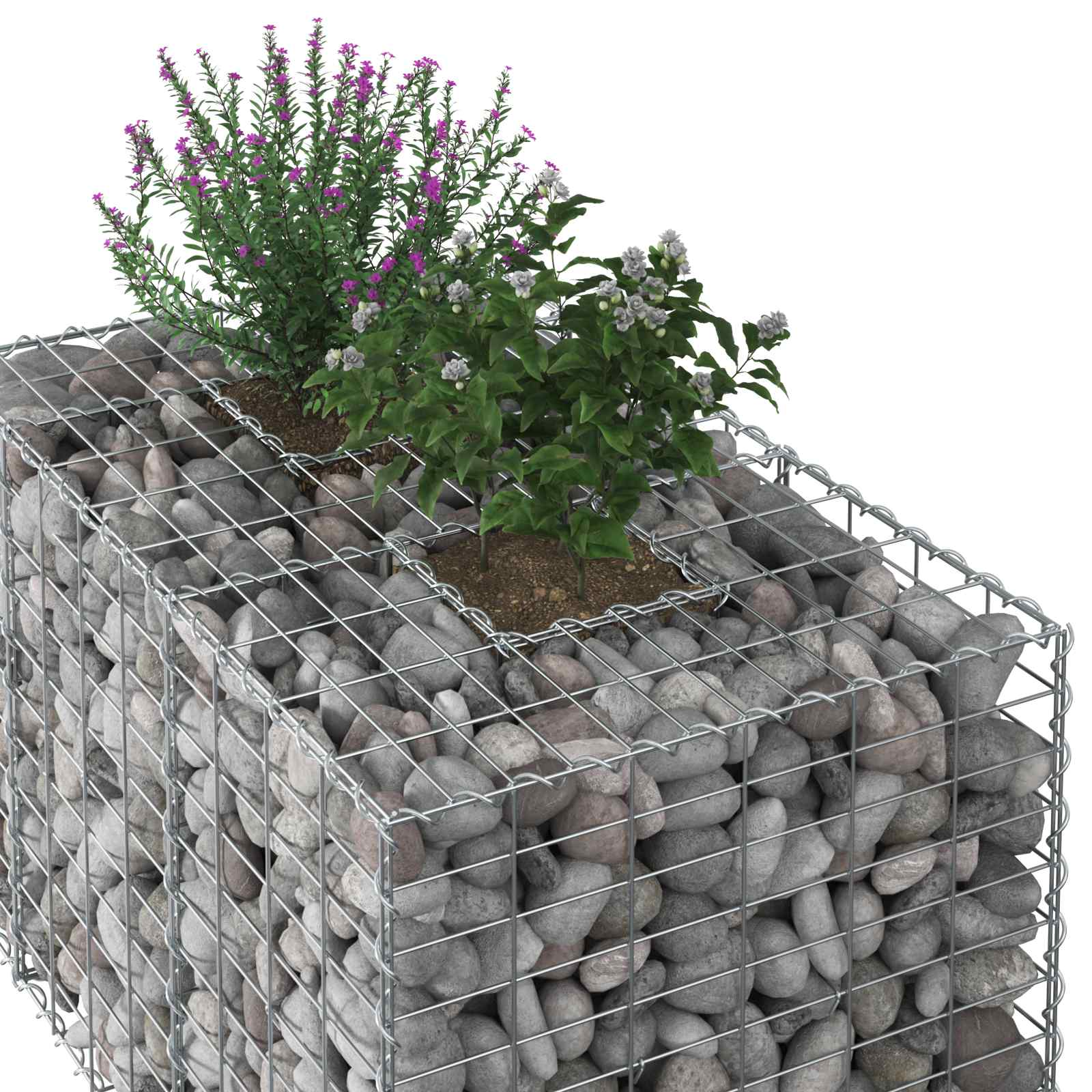Pat ridicat din gabion Argintiu 100 x 60 x 55 cm GartenMobel Dekor