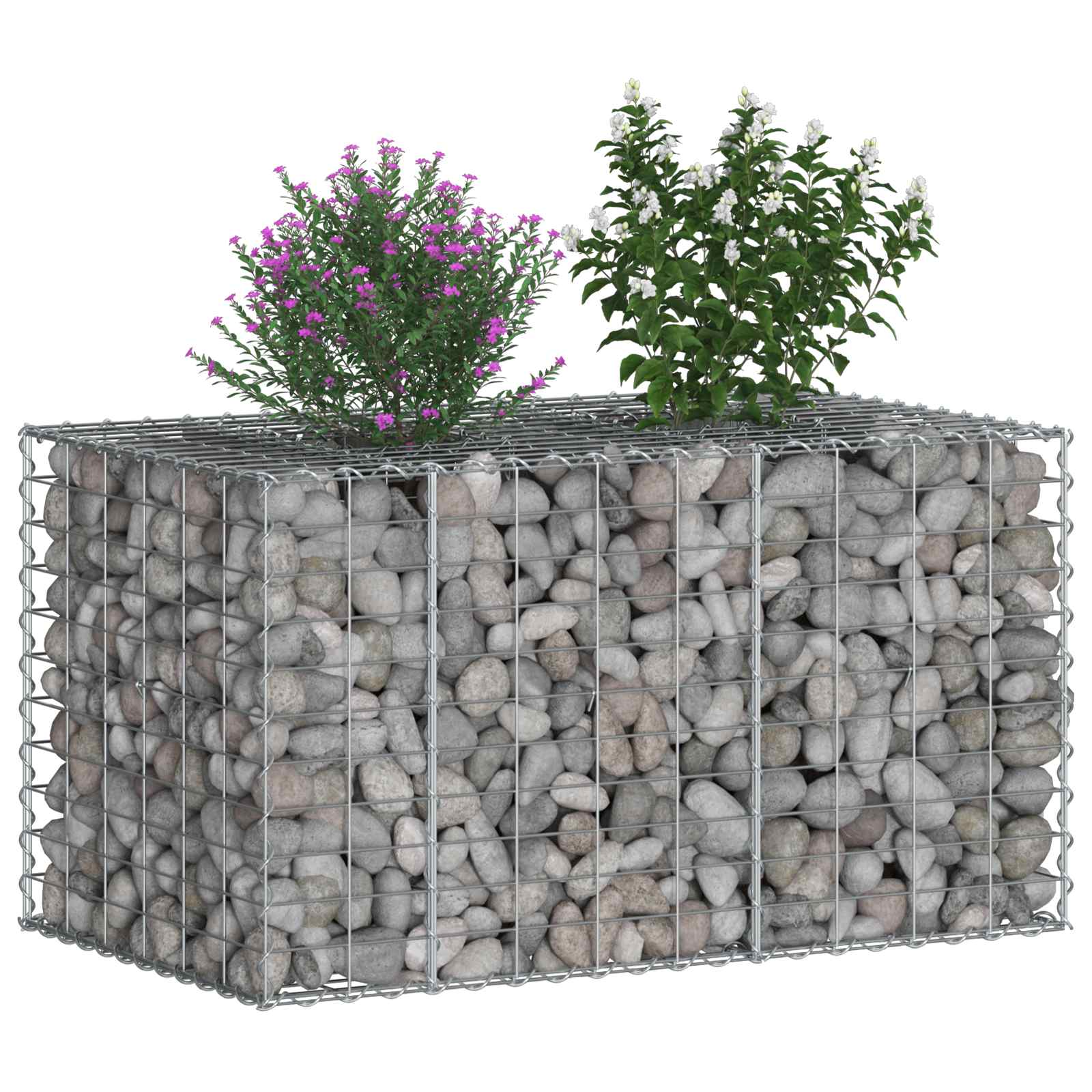 Pat ridicat din gabion Argintiu 100 x 60 x 55 cm GartenMobel Dekor