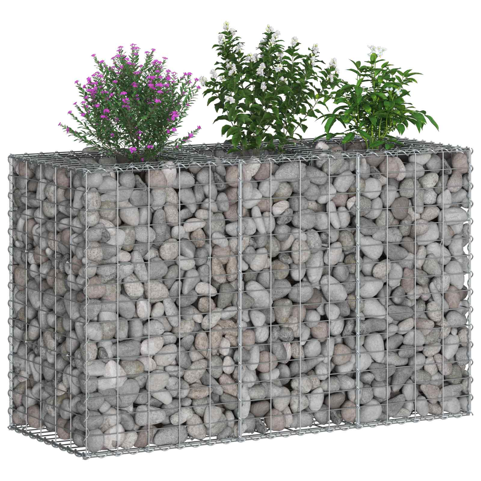 Pat ridicat din gabion Argintiu 130 x 50 x 80 cm GartenMobel Dekor