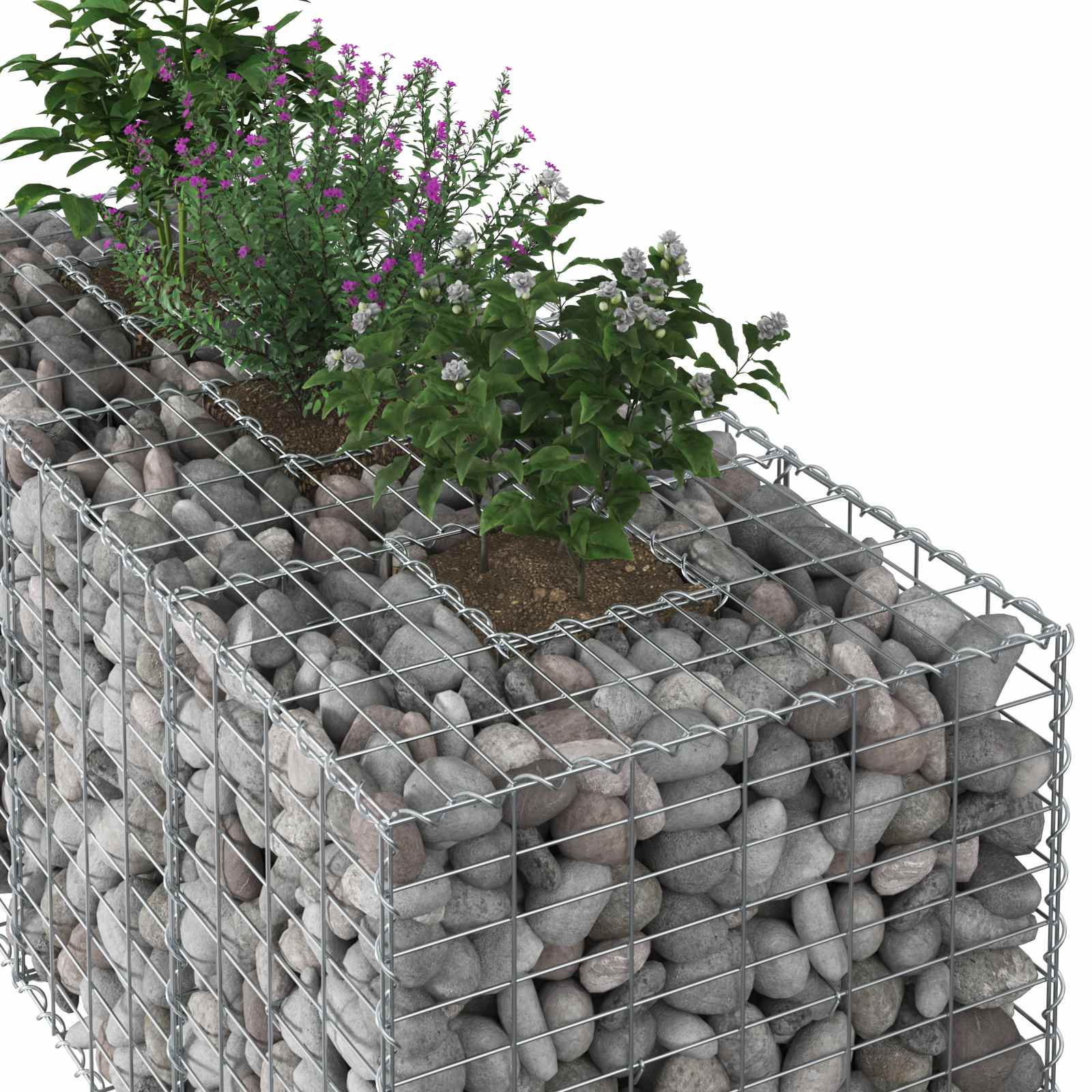 Pat ridicat din gabion Argintiu 140 x 60 x 55 cm GartenMobel Dekor