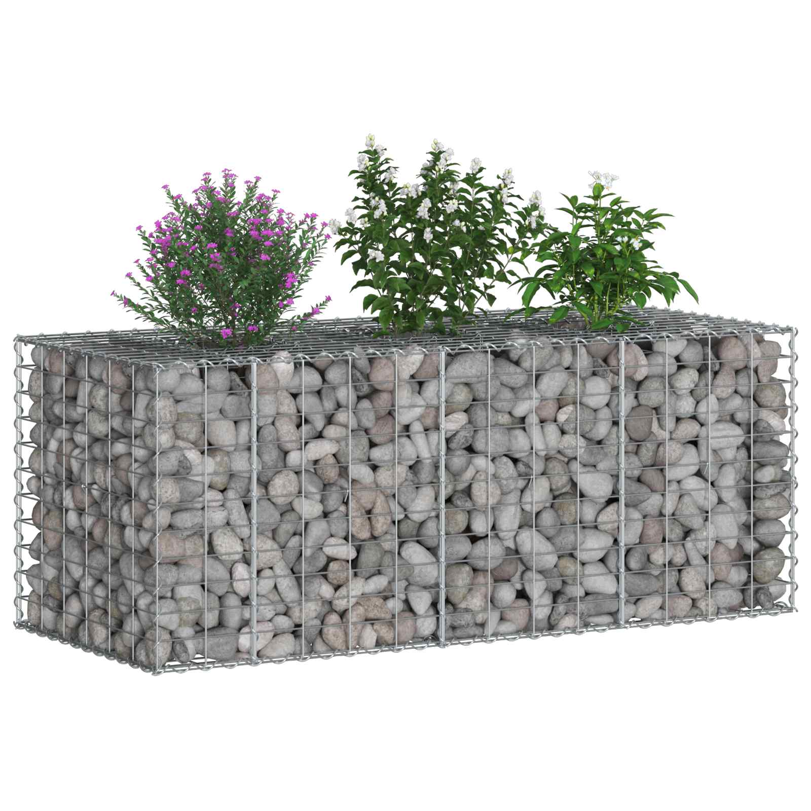 Pat ridicat din gabion Argintiu 140 x 60 x 55 cm GartenMobel Dekor