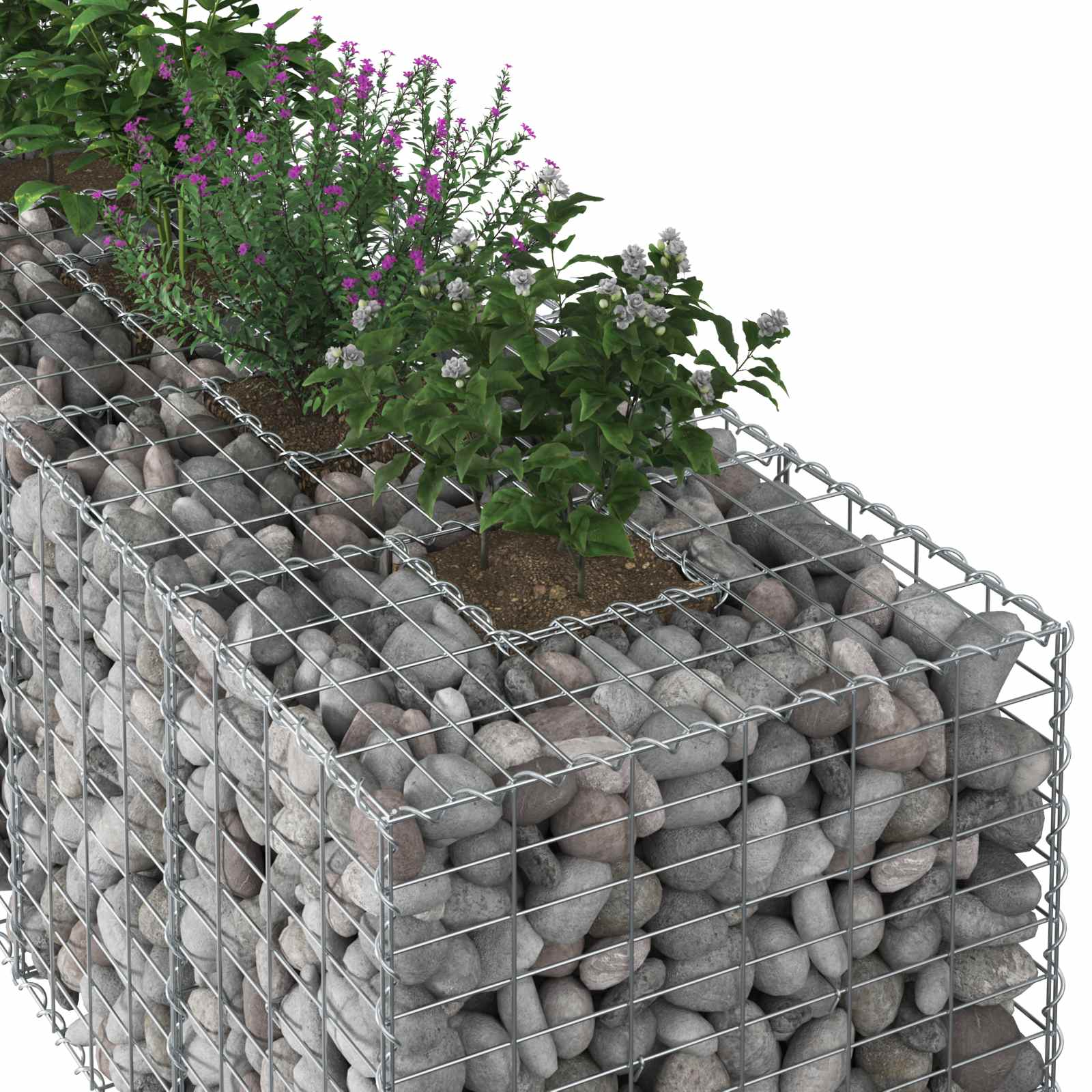 Pat ridicat din gabion Argintiu 180 x 60 x 55 cm GartenMobel Dekor