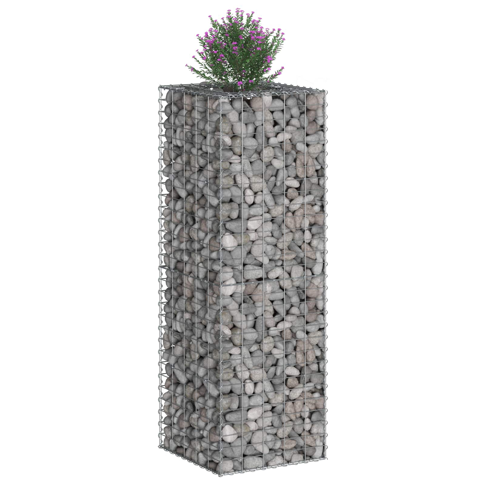 Pat ridicat din gabion Argintiu 50 x 50 x 150 cm GartenMobel Dekor