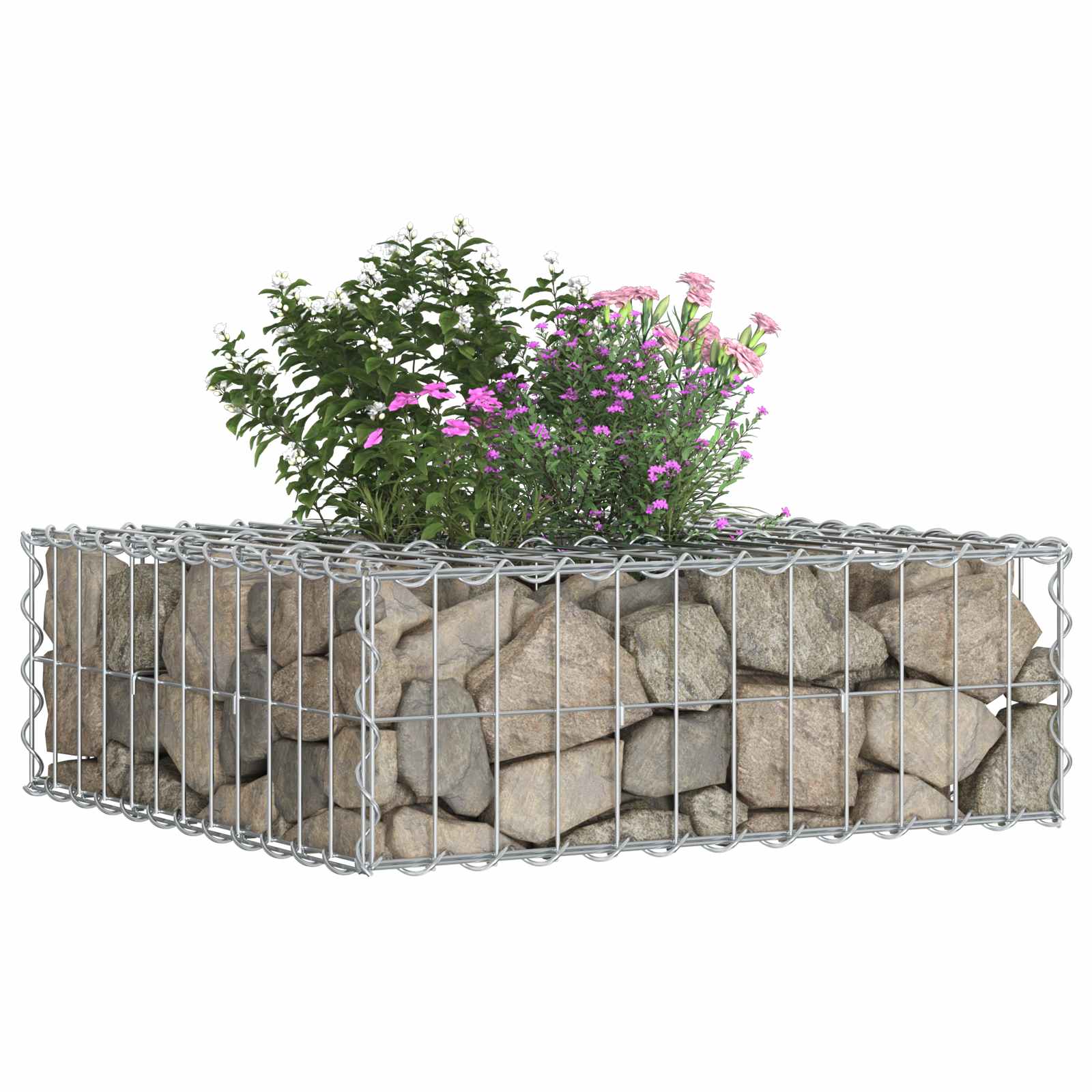 Pat ridicat din gabion Argintiu 60 x 60 x 20 cm Oțel Galvanizat GartenMobel Dekor