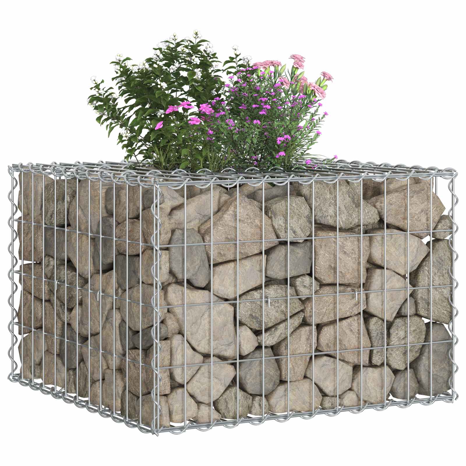 Pat ridicat din gabion Argintiu 60 x 60 x 40 cm Oțel Galvanizat GartenMobel Dekor