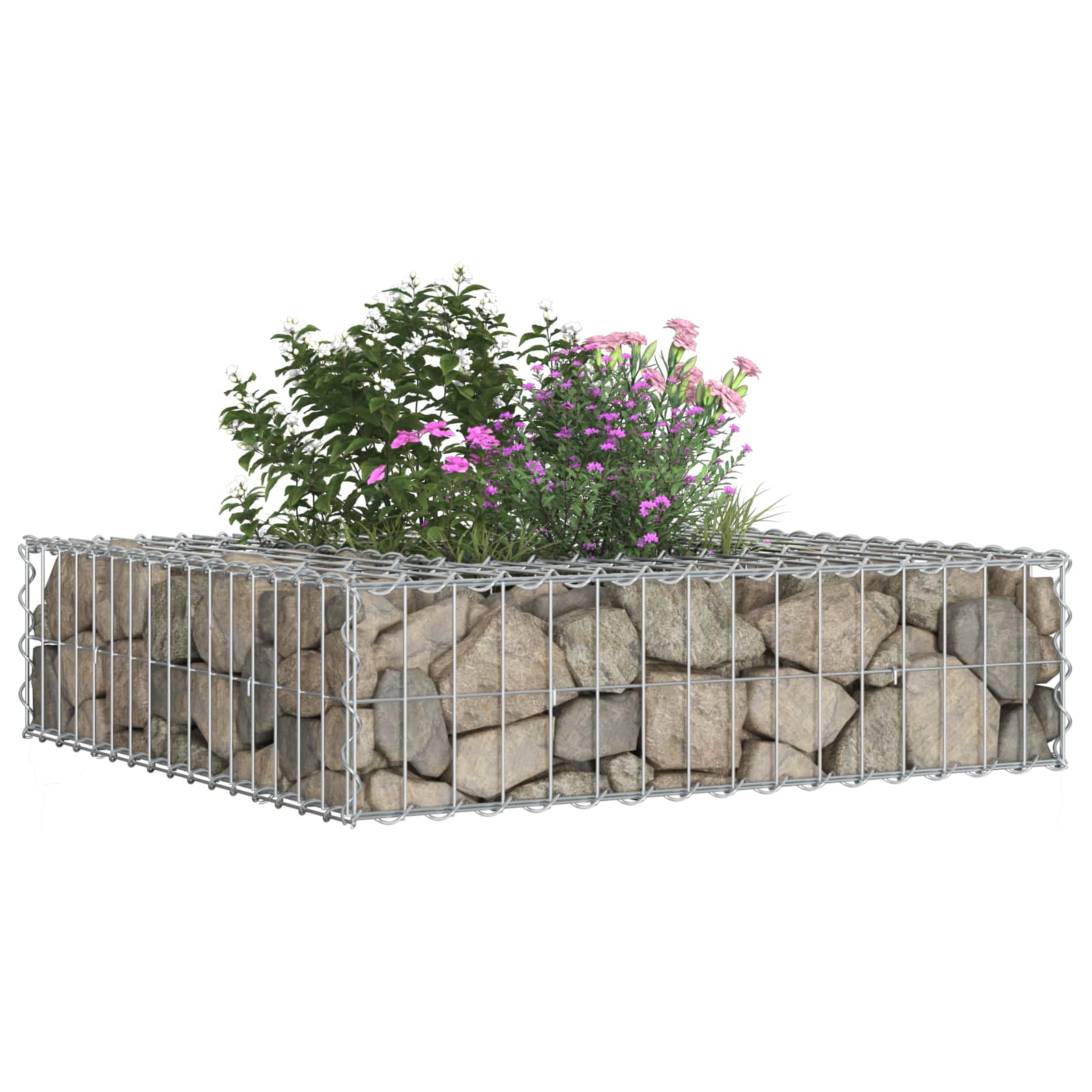 Pat ridicat din gabion Argintiu 80 x 80 x 20 cm Oțel Galvanizat GartenMobel Dekor