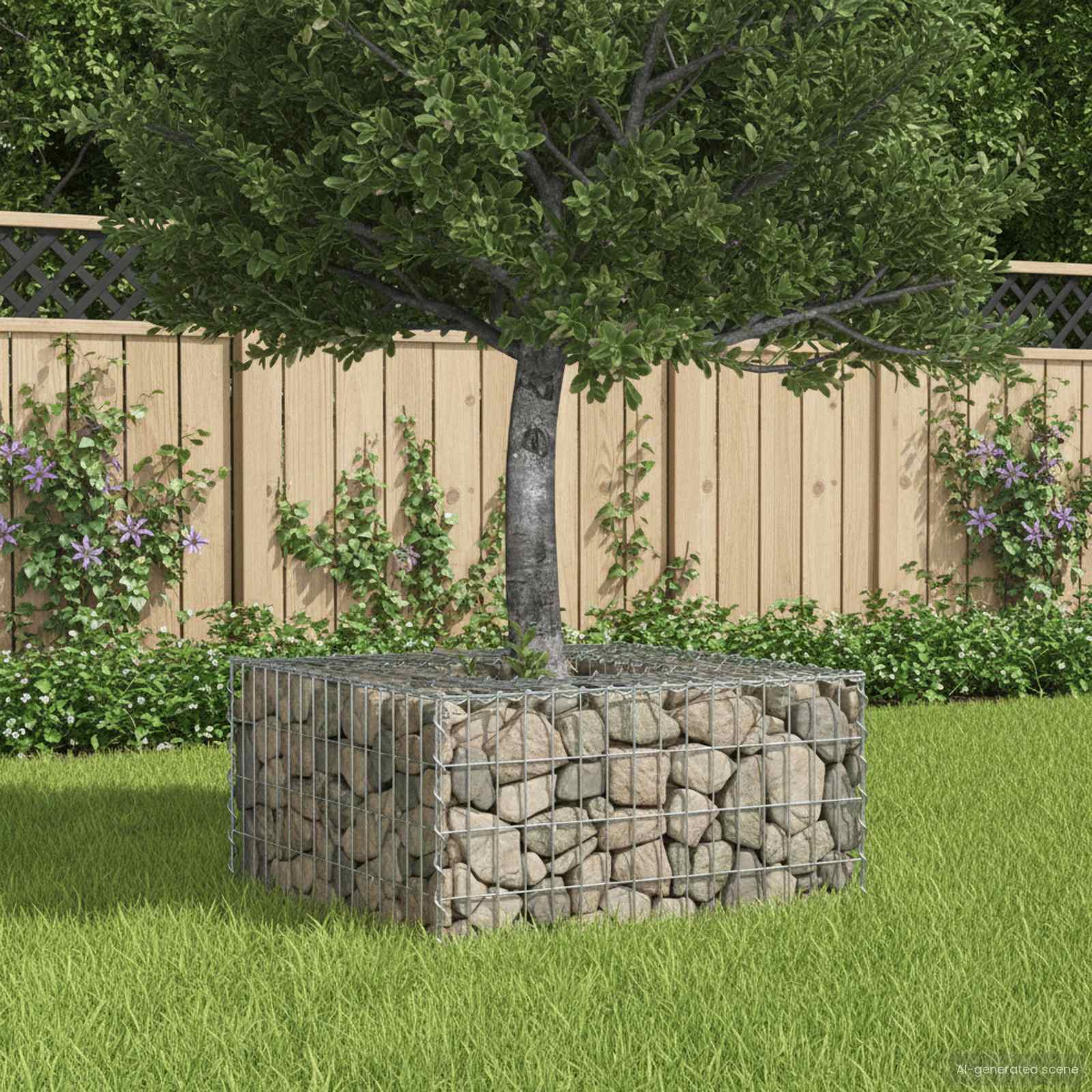 Pat ridicat din gabion Argintiu 80 x 80 x 40 cm Oțel Galvanizat GartenMobel Dekor