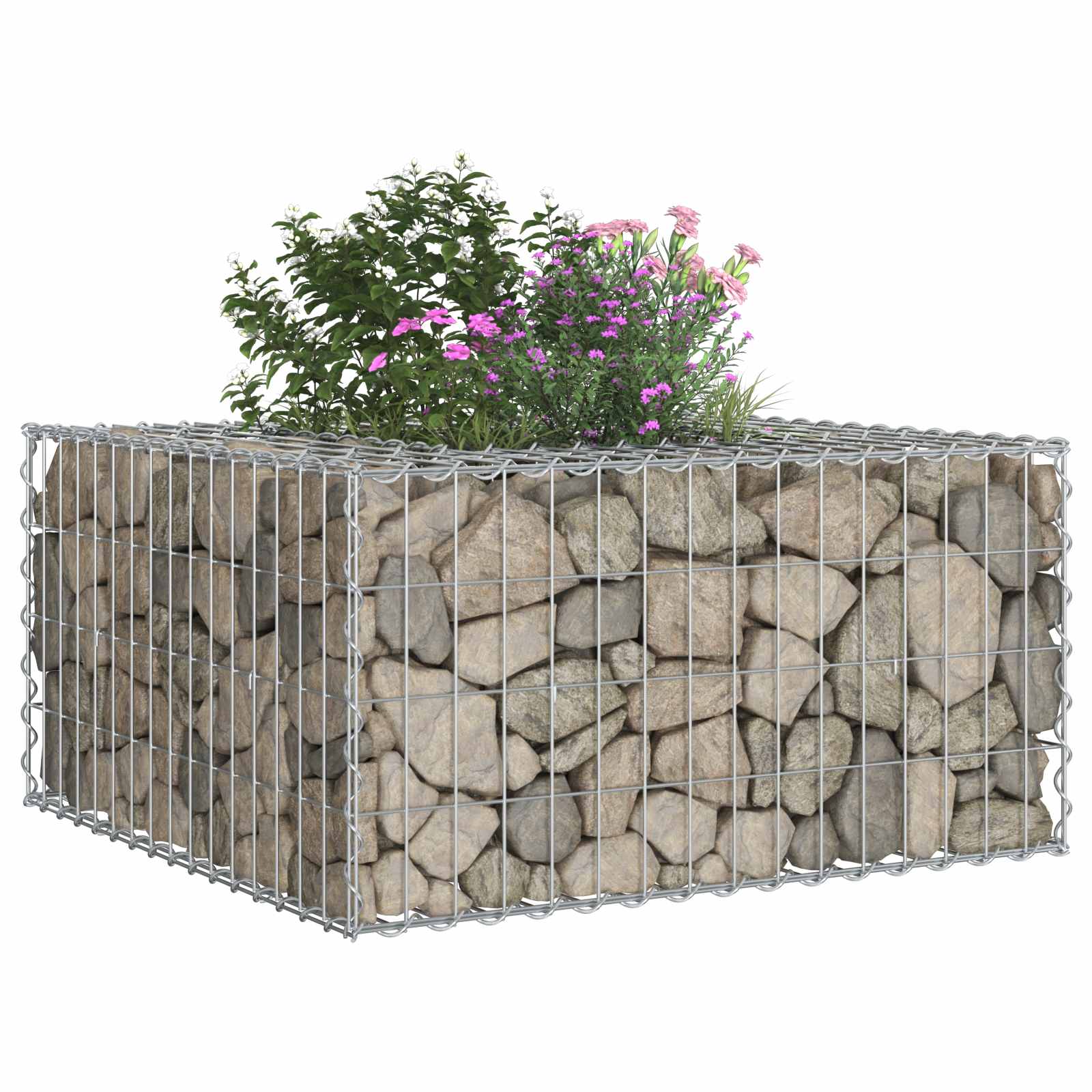 Pat ridicat din gabion Argintiu 80 x 80 x 40 cm Oțel Galvanizat GartenMobel Dekor