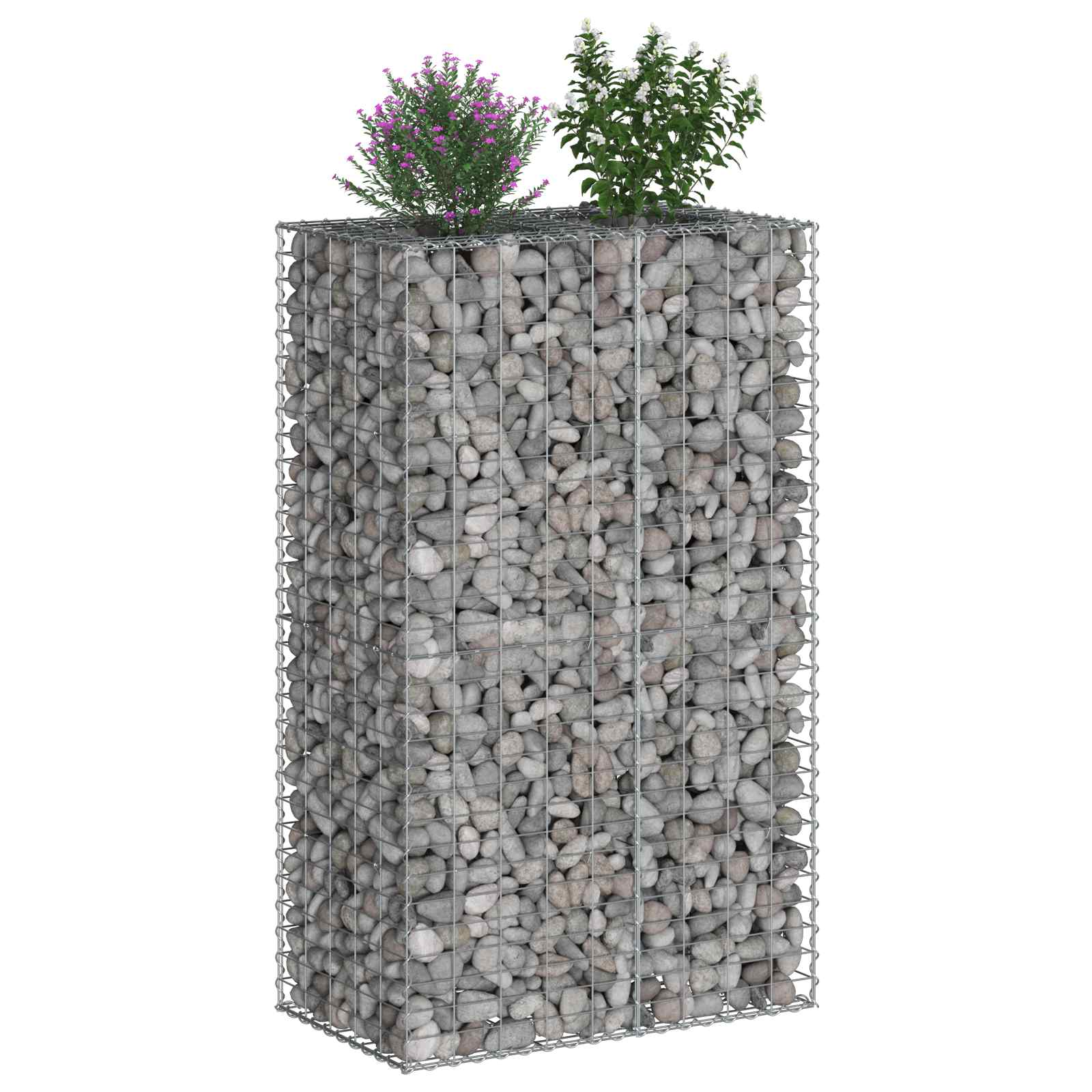 Pat ridicat din gabion Argintiu 90 x 50 x 150 cm GartenMobel Dekor