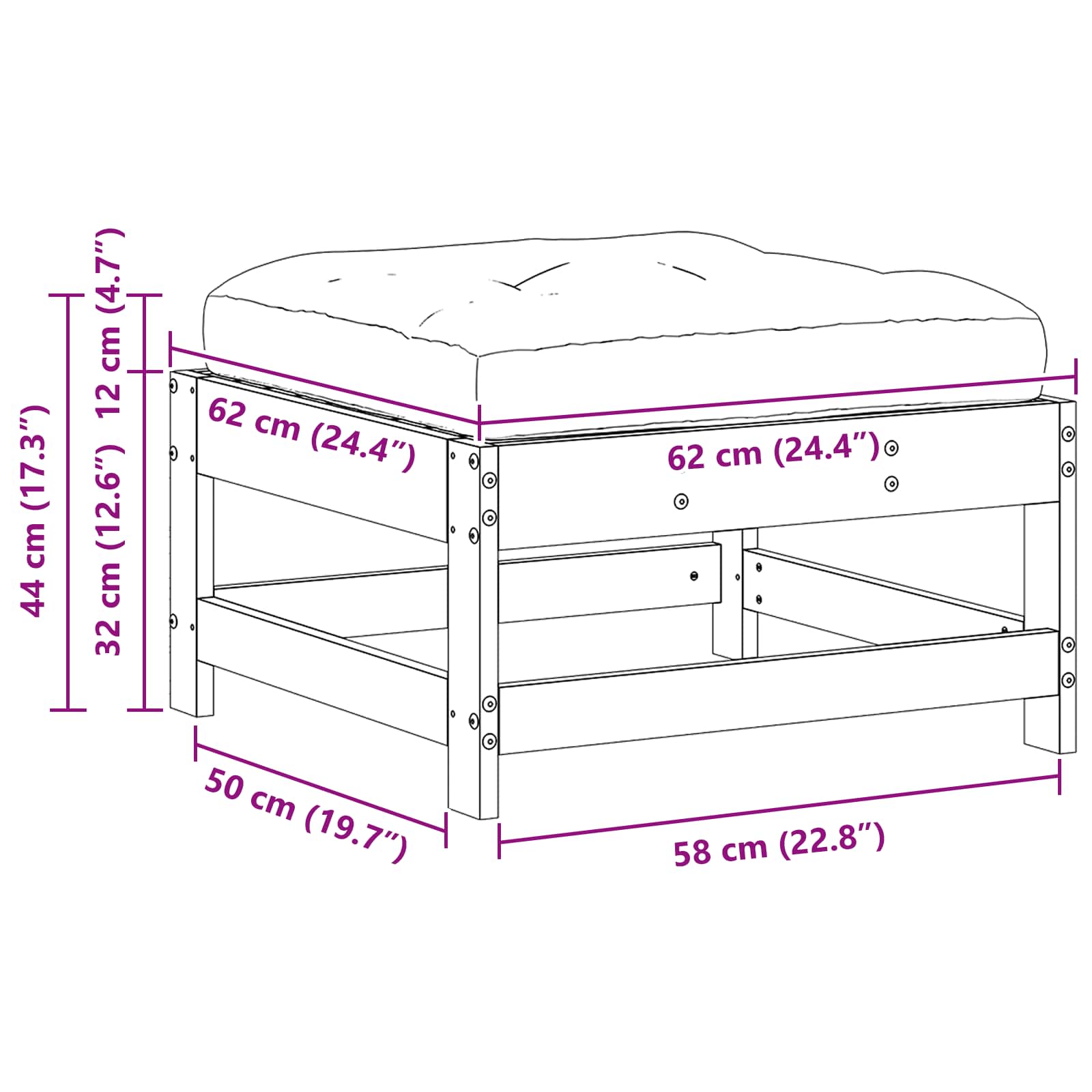 Suport pentru picioare de grădină Lemn masiv de pin Maro Ceară GartenMobel Dekor