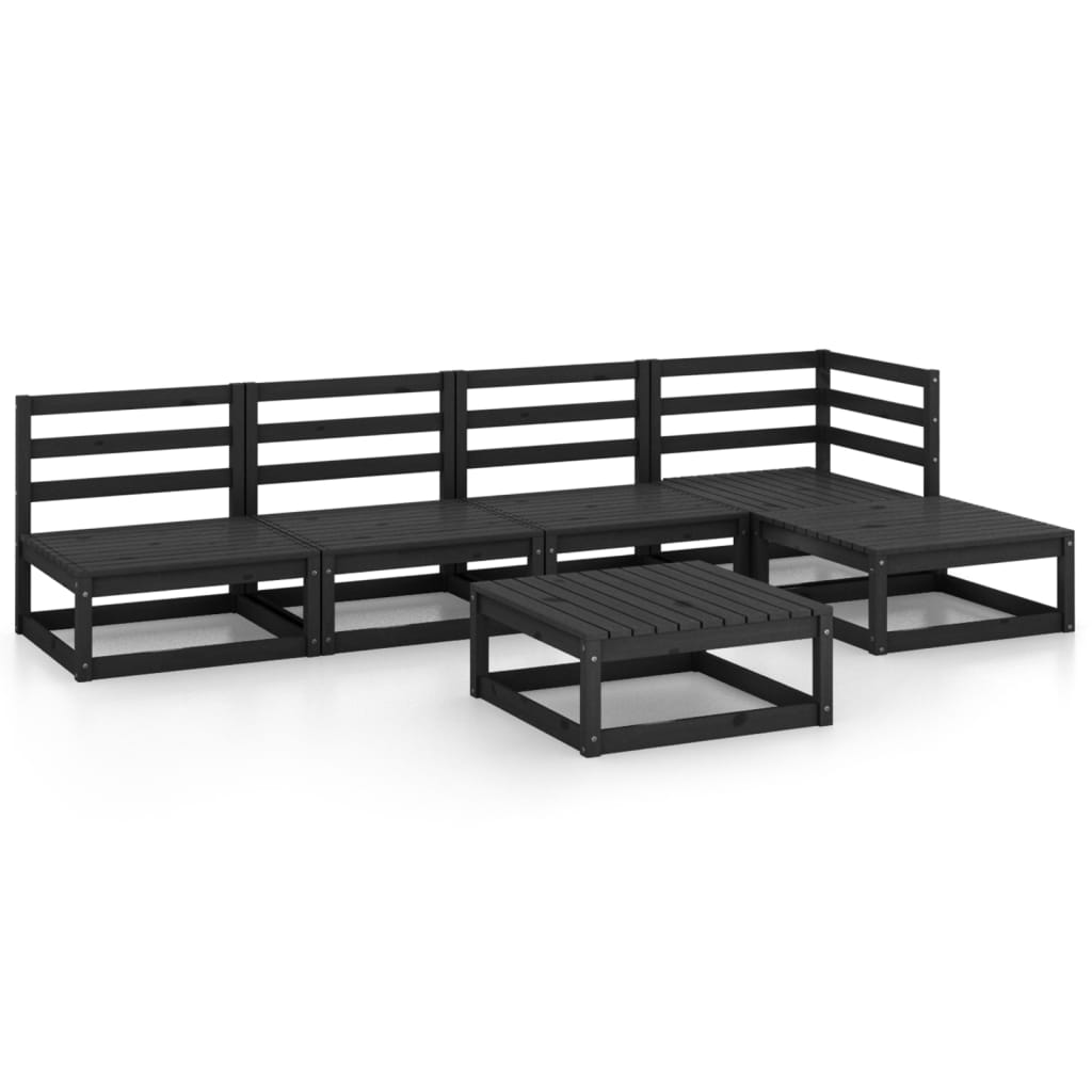Set mobilier de grădină, 5 piese, negru, lemn masiv de pin GartenMobel Dekor