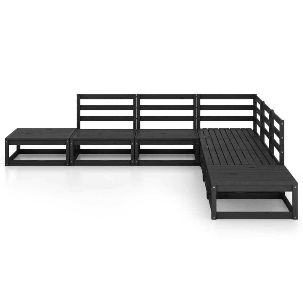 Set mobilier de grădină, 7 piese, negru, lemn masiv de pin GartenMobel Dekor