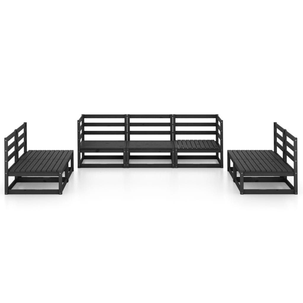 Set mobilier de grădină, 7 piese, negru lemn masiv pin GartenMobel Dekor