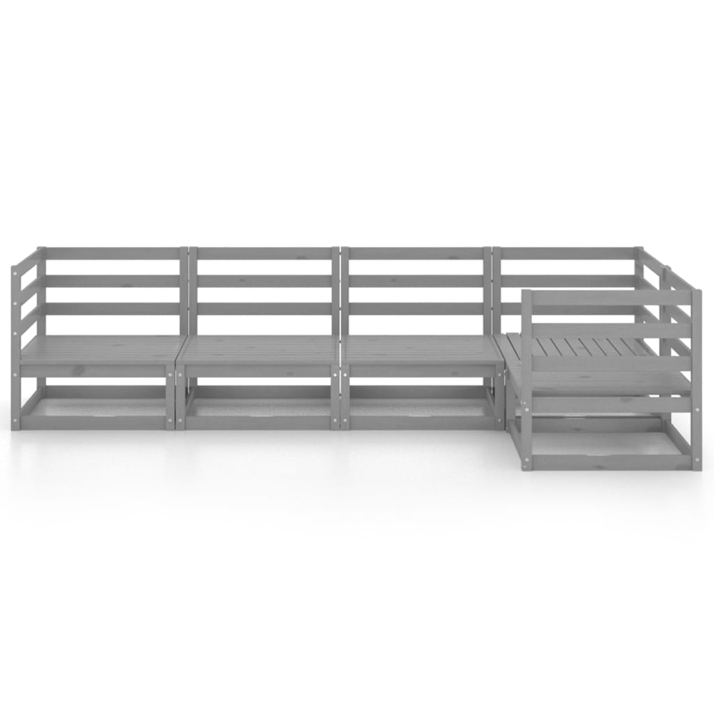 Set mobilier de grădină, 5 piese, gri, lemn masiv de pin GartenMobel Dekor
