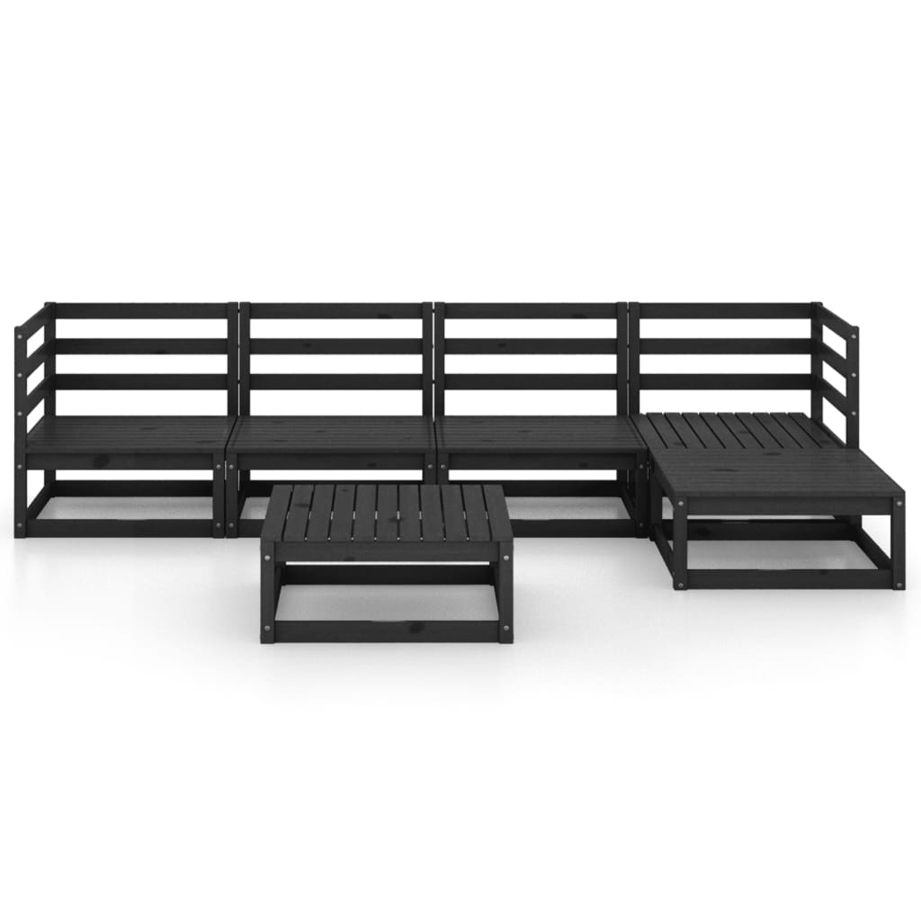 Set mobilier de grădină, 6 piese, negru, lemn masiv de pin GartenMobel Dekor