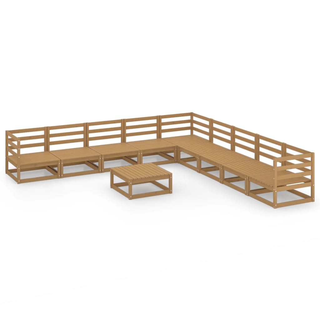 Set mobilier de grădină, 10 piese, maro miere, lemn masiv pin GartenMobel Dekor