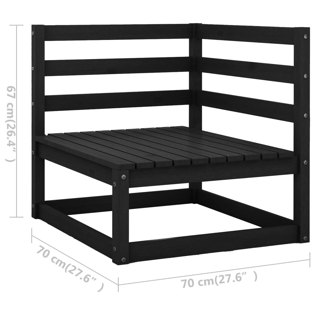 Set mobilier de grădină, 11 piese, negru, lemn masiv de pin GartenMobel Dekor