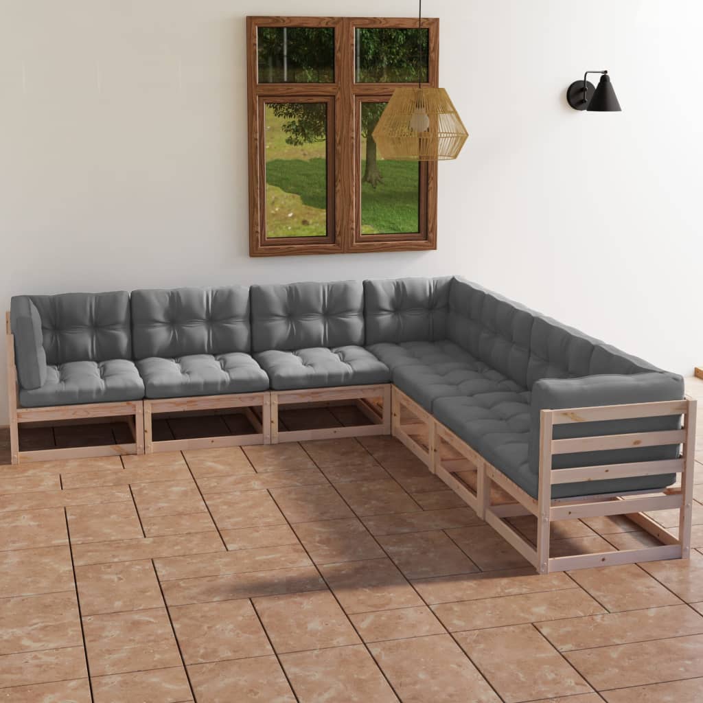 Set mobilier de grădină, 7 piese, cu perne, lemn masiv de pin GartenMobel Dekor