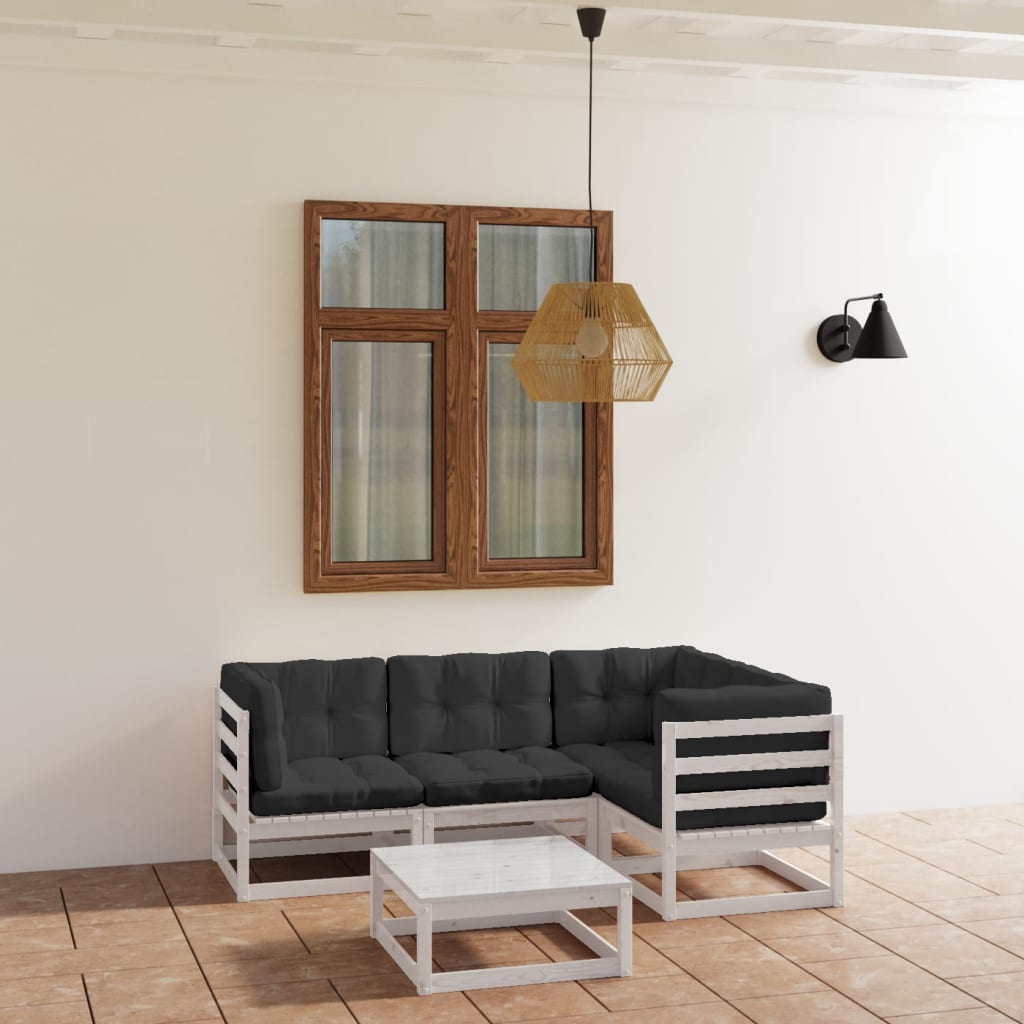 Set mobilier de grădină cu perne, 5 piese, lemn masiv de pin GartenMobel Dekor