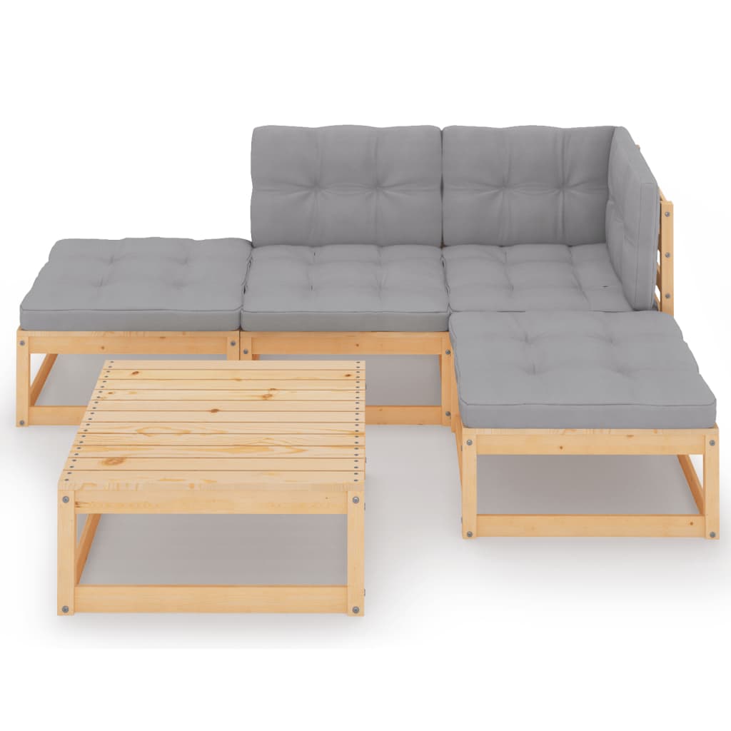 Set mobilier de grădină cu perne, 5 piese, lemn masiv de pin GartenMobel Dekor