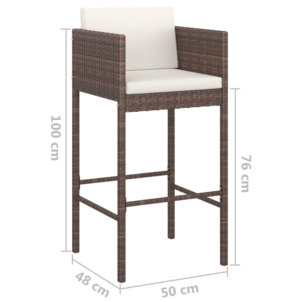 Set mobilier bar de grădină, cu perne, 3 piese, maro, poliratan GartenMobel Dekor