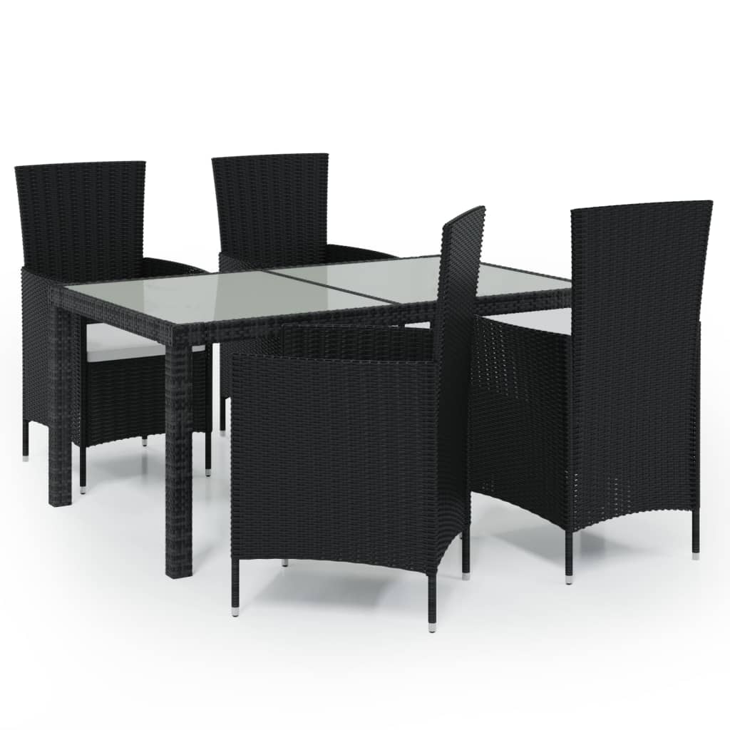 Set mobilier de exterior cu perne, 5 piese, negru, poliratan GartenMobel Dekor