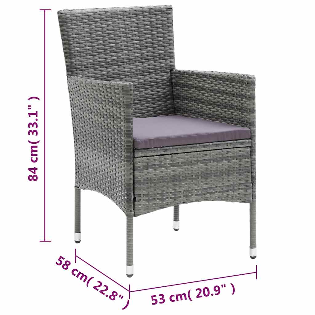 Set mobilier de grădină cu perne, 3 piese, gri, poliratan GartenMobel Dekor