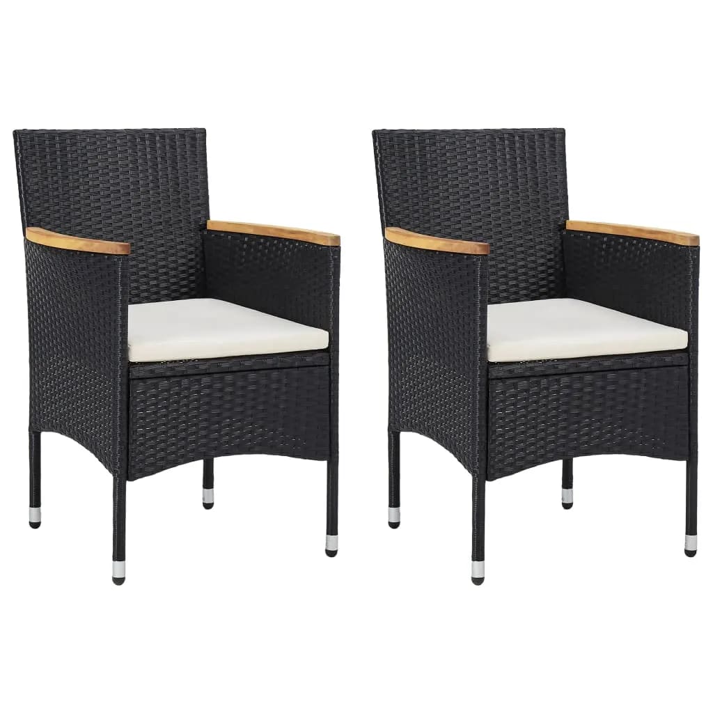 Set mobilier de grădină cu perne, 3 piese, negru, poliratan GartenMobel Dekor